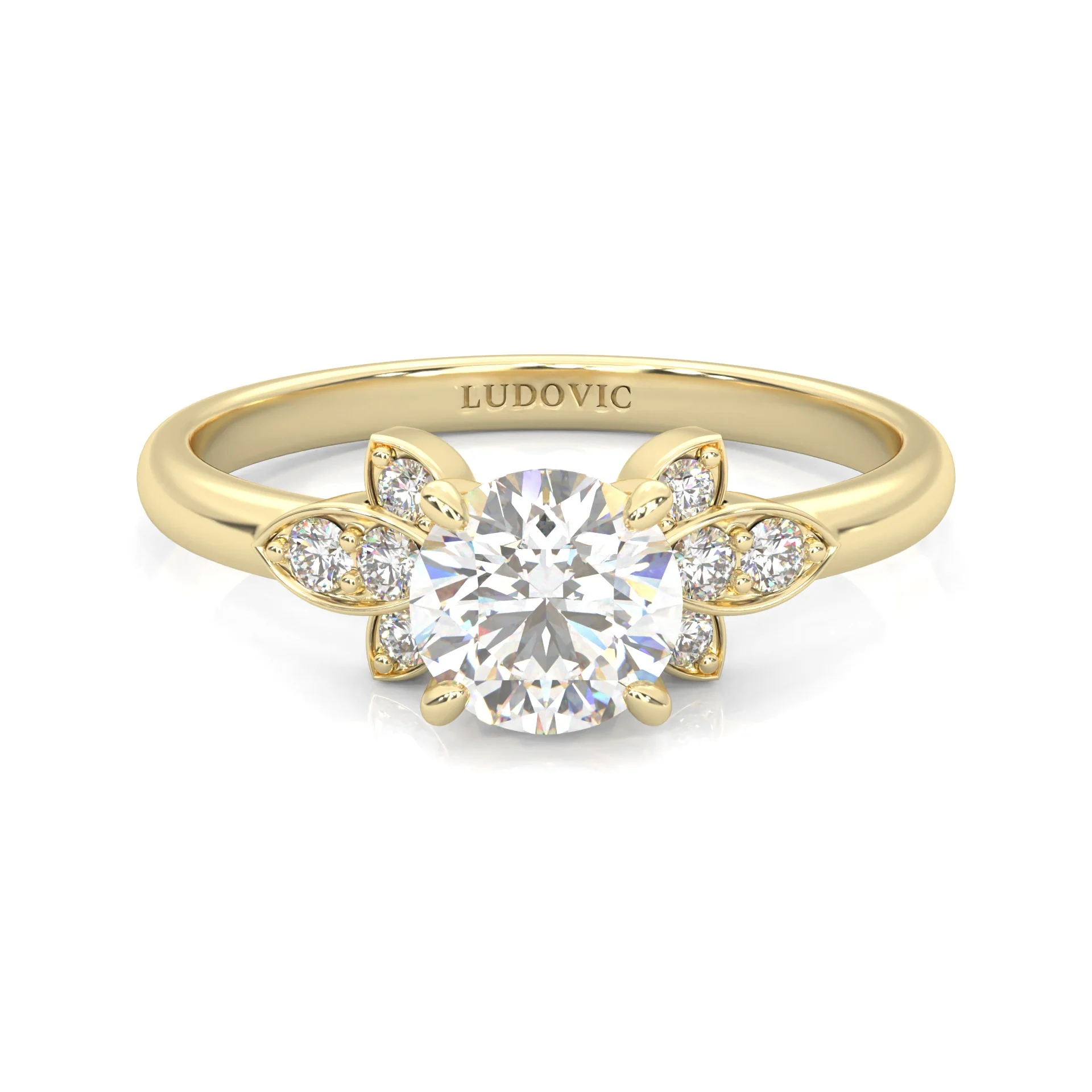la Tiare d'Ombre Moissanite Engagement Ring ( Yellow Gold 14K )