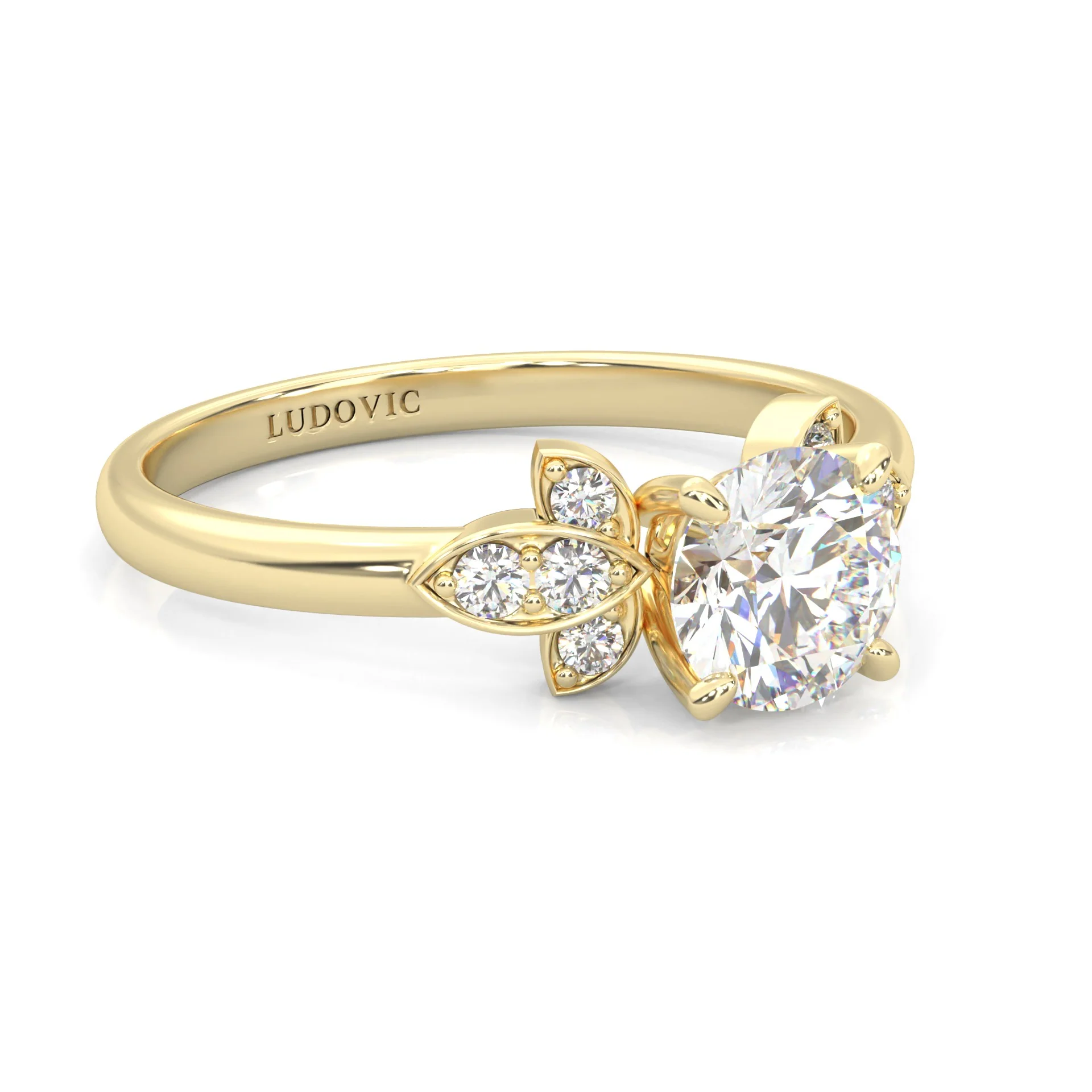 la Tiare d'Ombre Moissanite Engagement Ring ( Yellow Gold 14K ) - Image 2
