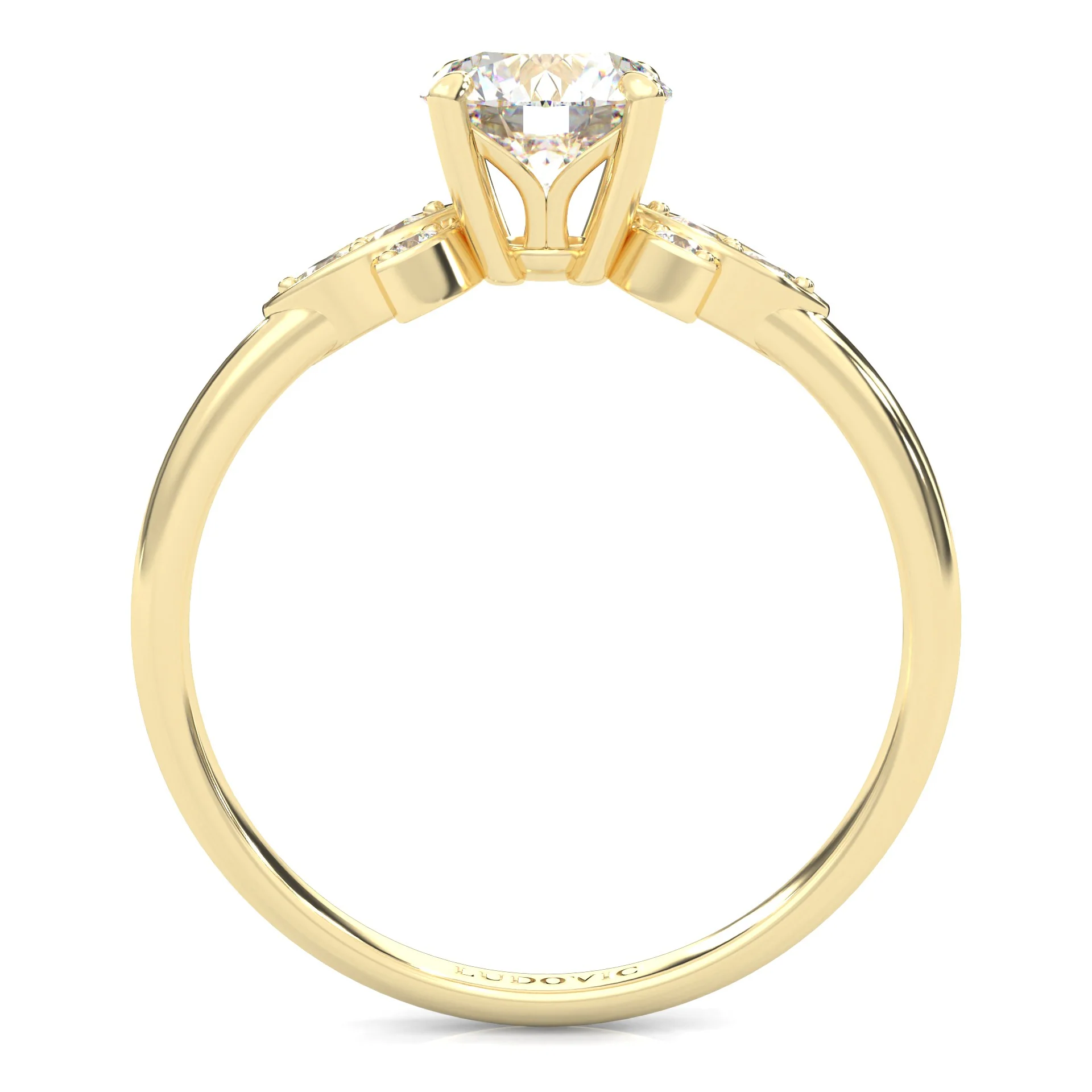 la Tiare d'Ombre Moissanite Engagement Ring ( Yellow Gold 14K ) - Image 5
