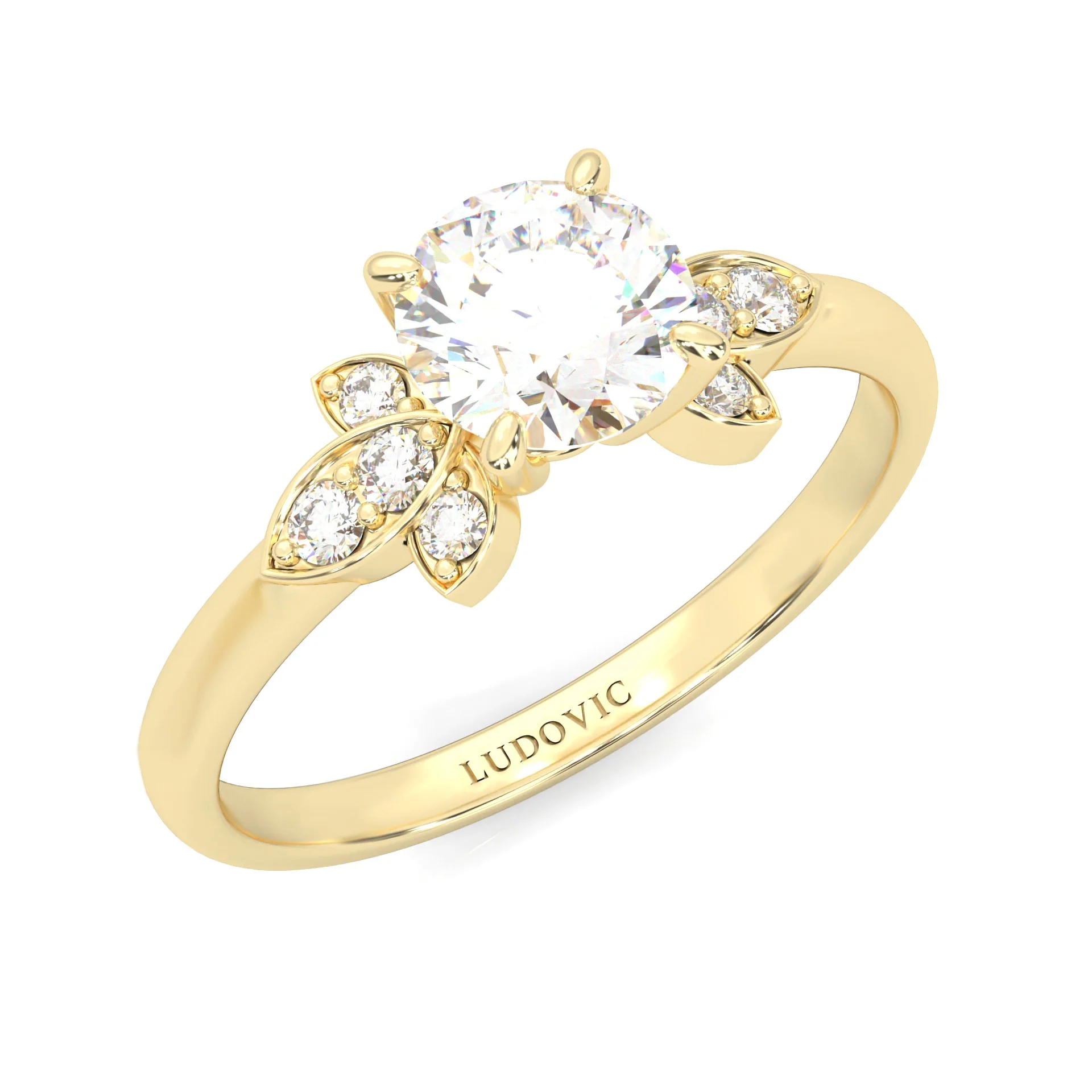 la Tiare d'Ombre Moissanite Engagement Ring ( Yellow Gold 14K ) - Image 6