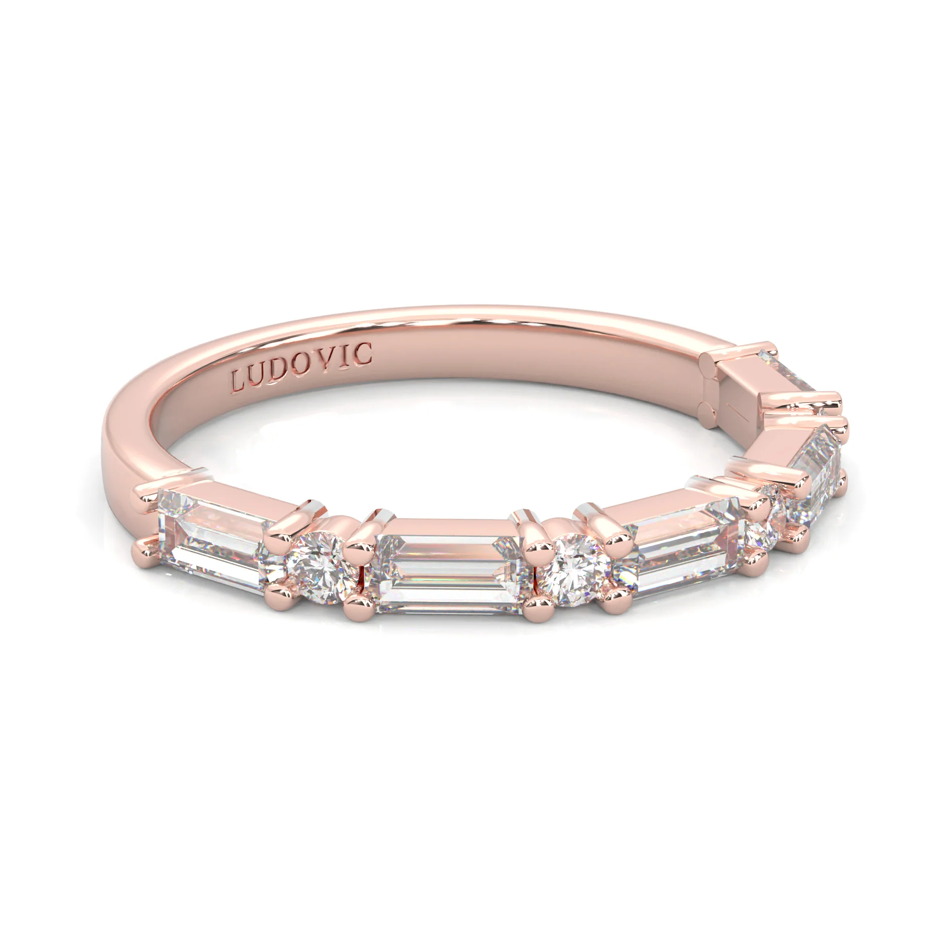 la Tiare Illustre Moissanite Wedding Band ( Rose Gold ) - Image 3