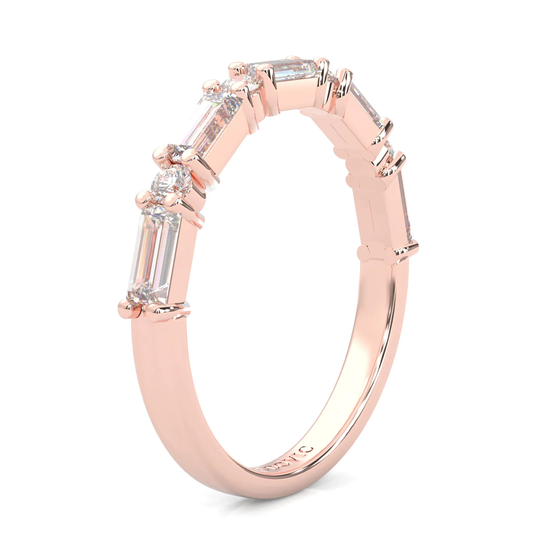 la Tiare Illustre Moissanite Wedding Band ( Rose Gold ) - Image 5