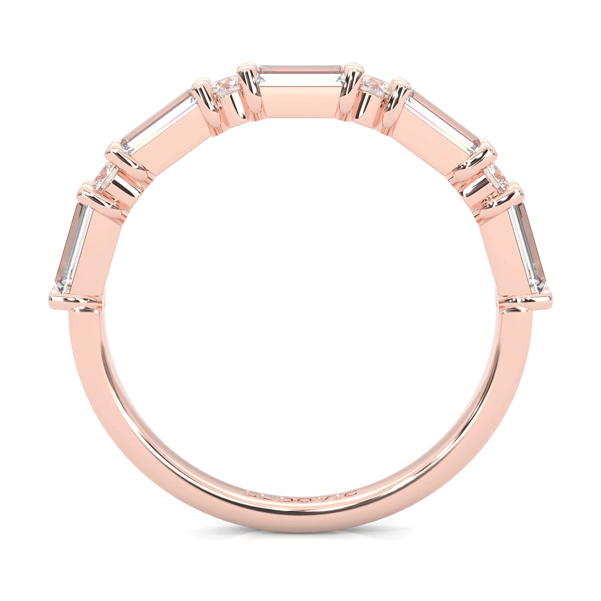 la Tiare Illustre Moissanite Wedding Band ( Rose Gold ) - Image 6