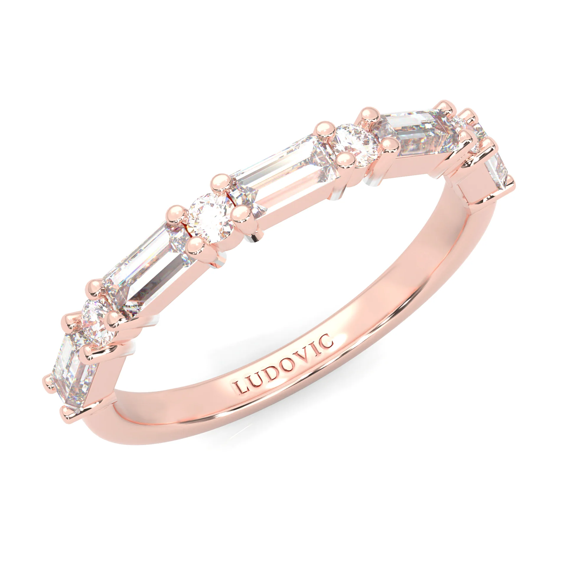 la Tiare Illustre Moissanite Wedding Band ( Rose Gold ) - Image 7
