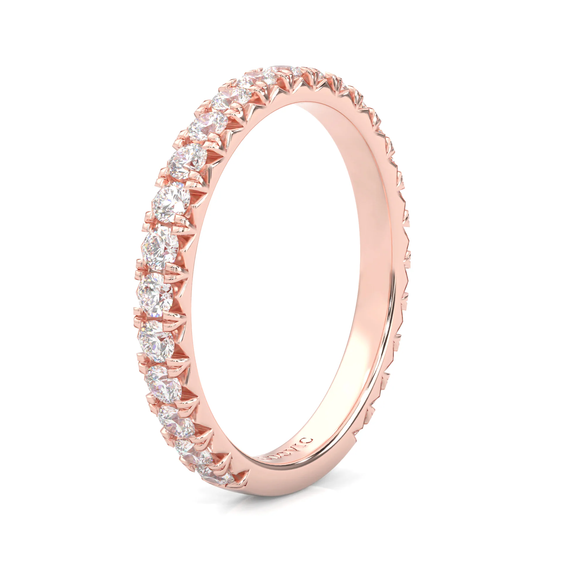 The Classic Moissanite Wedding Band II  ( Rose Gold ) - Image 4