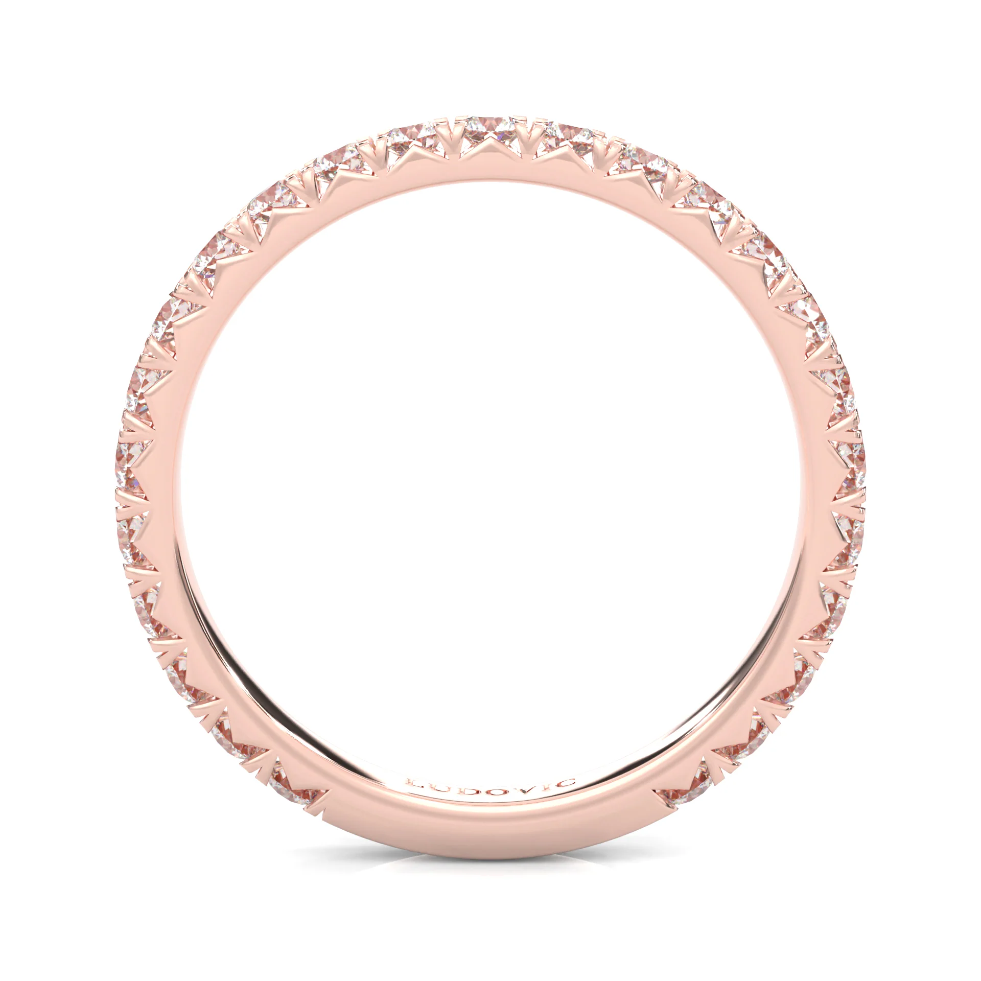 The Classic Moissanite Wedding Band II  ( Rose Gold ) - Image 5