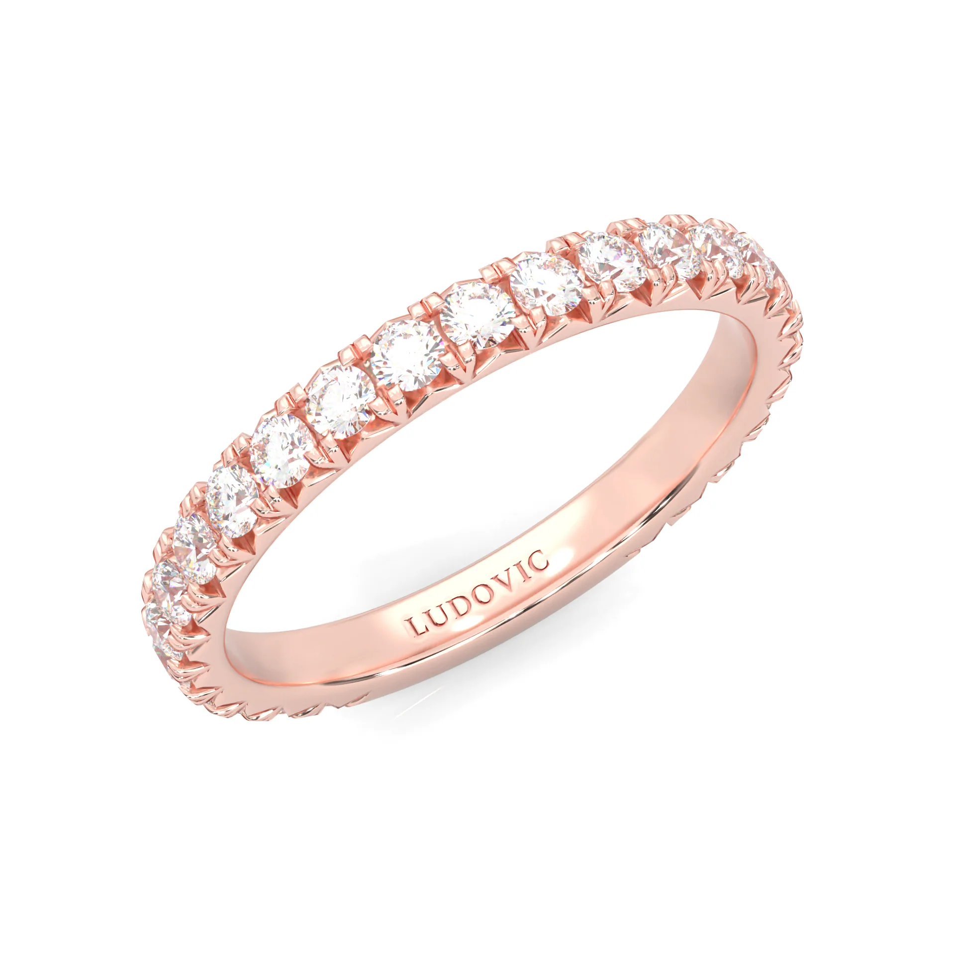 The Classic Moissanite Wedding Band II  ( Rose Gold ) - Image 6