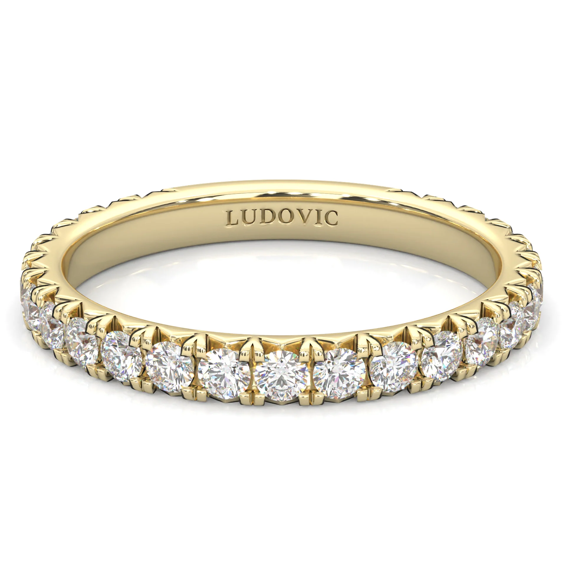 The Classic Moissanite Wedding Band II  ( Yellow Gold )