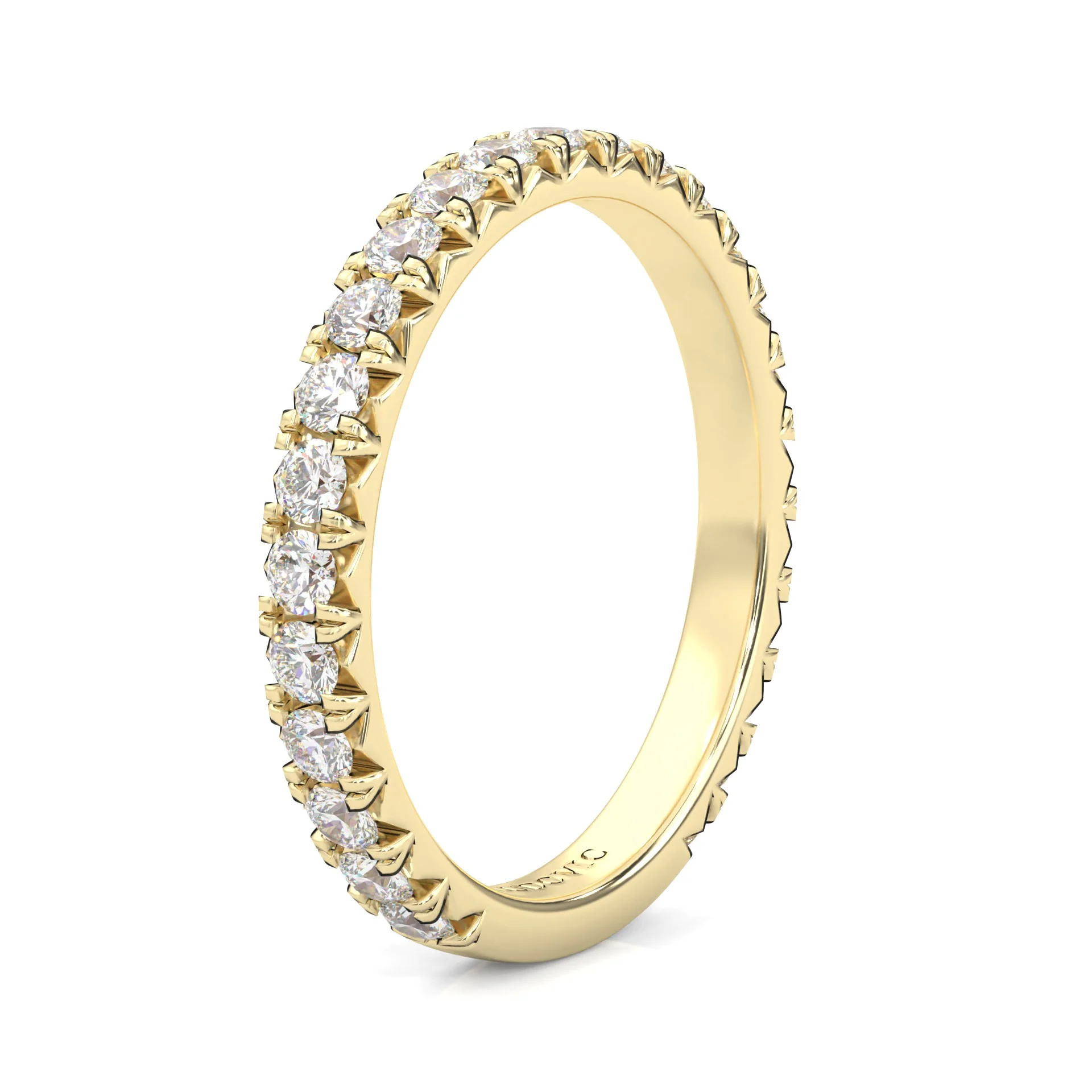 The Classic Moissanite Wedding Band II  ( Yellow Gold ) - Image 4