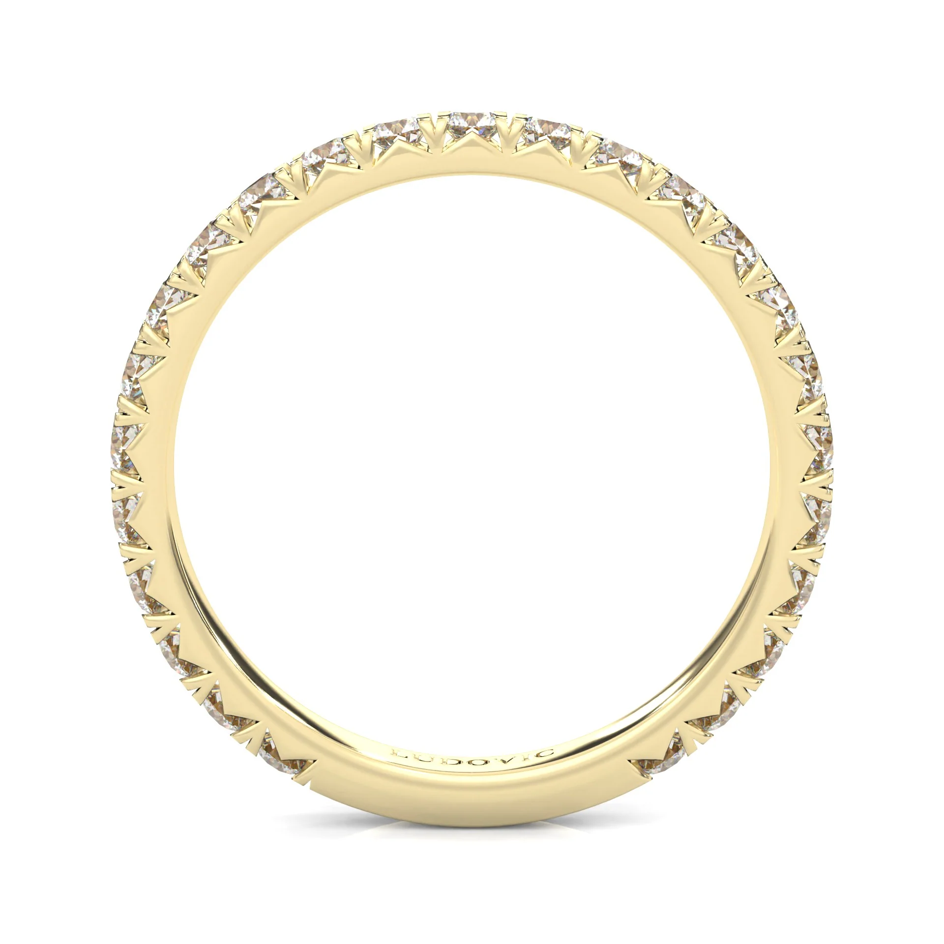 The Classic Moissanite Wedding Band II  ( Yellow Gold ) - Image 5