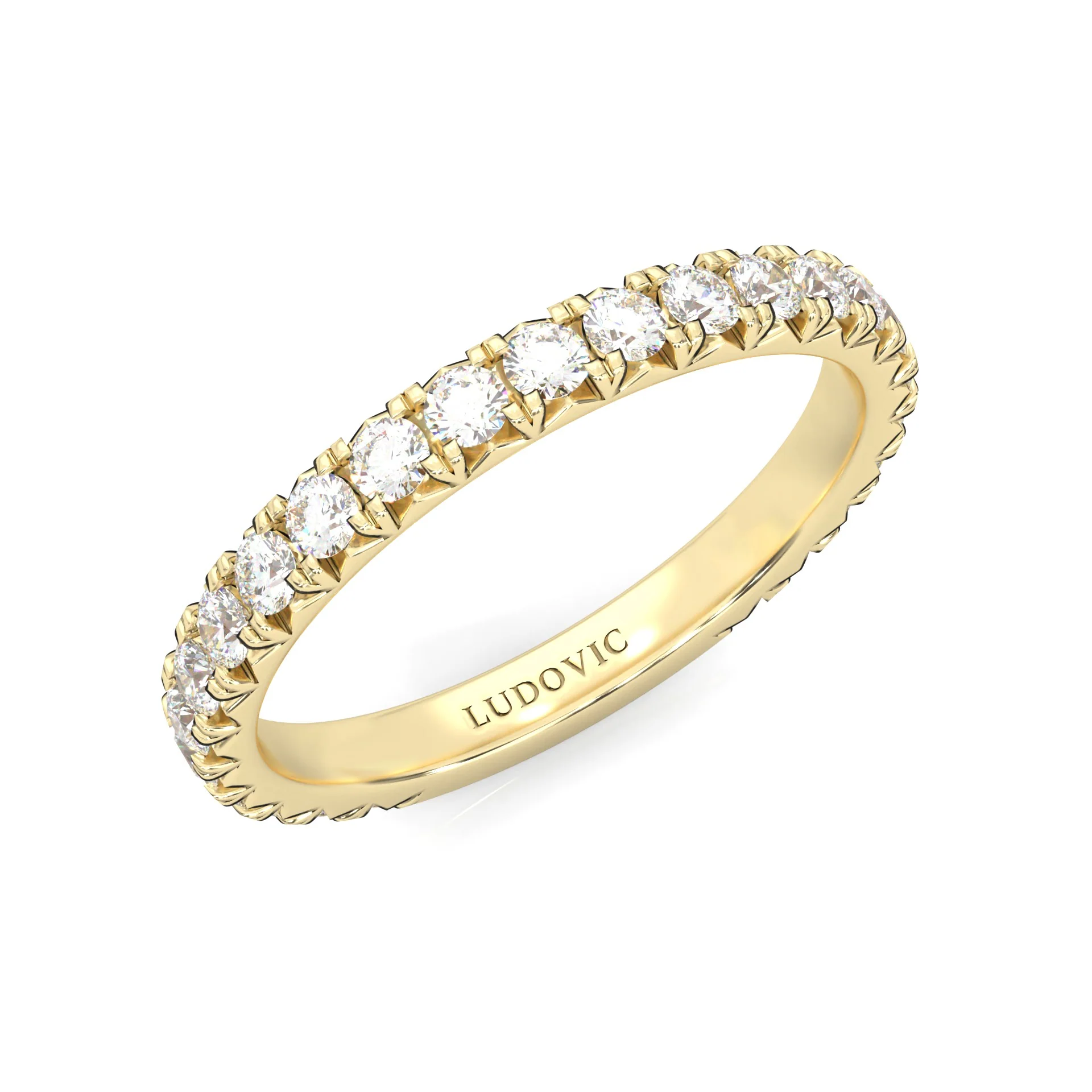 The Classic Moissanite Wedding Band II  ( Yellow Gold ) - Image 6