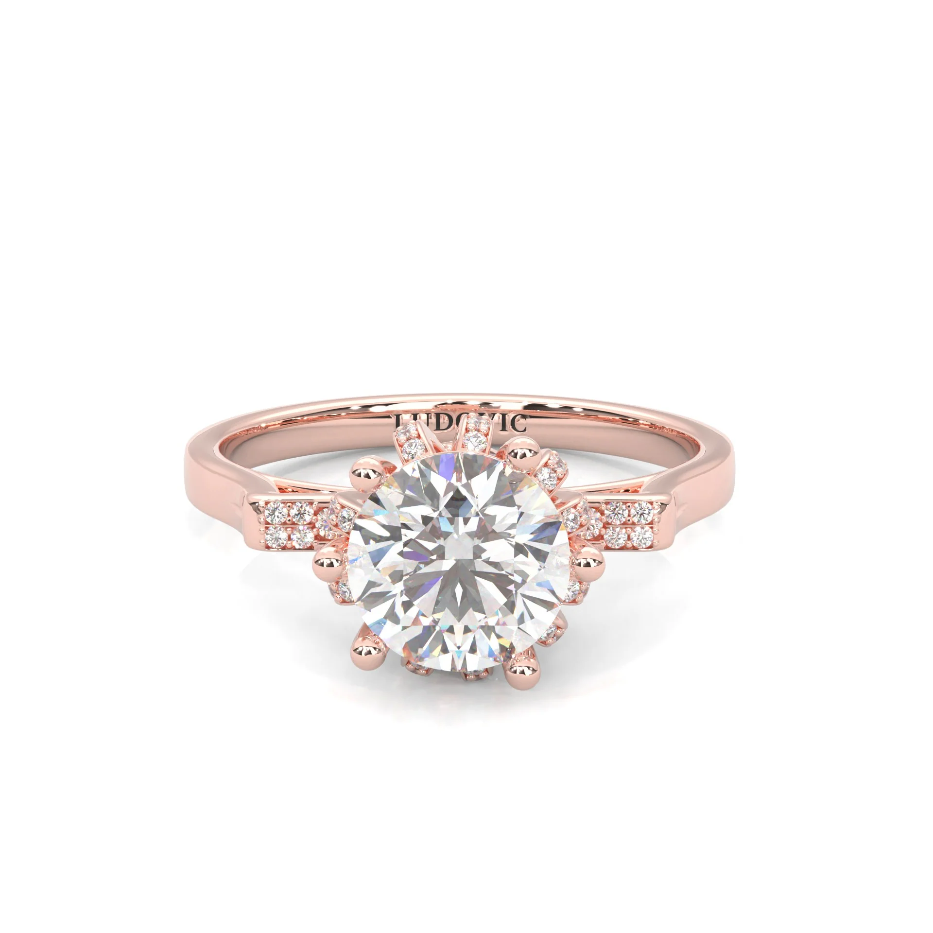 le Collier Lunaire Moissanite Engagement Ring (Rose Gold 14K )