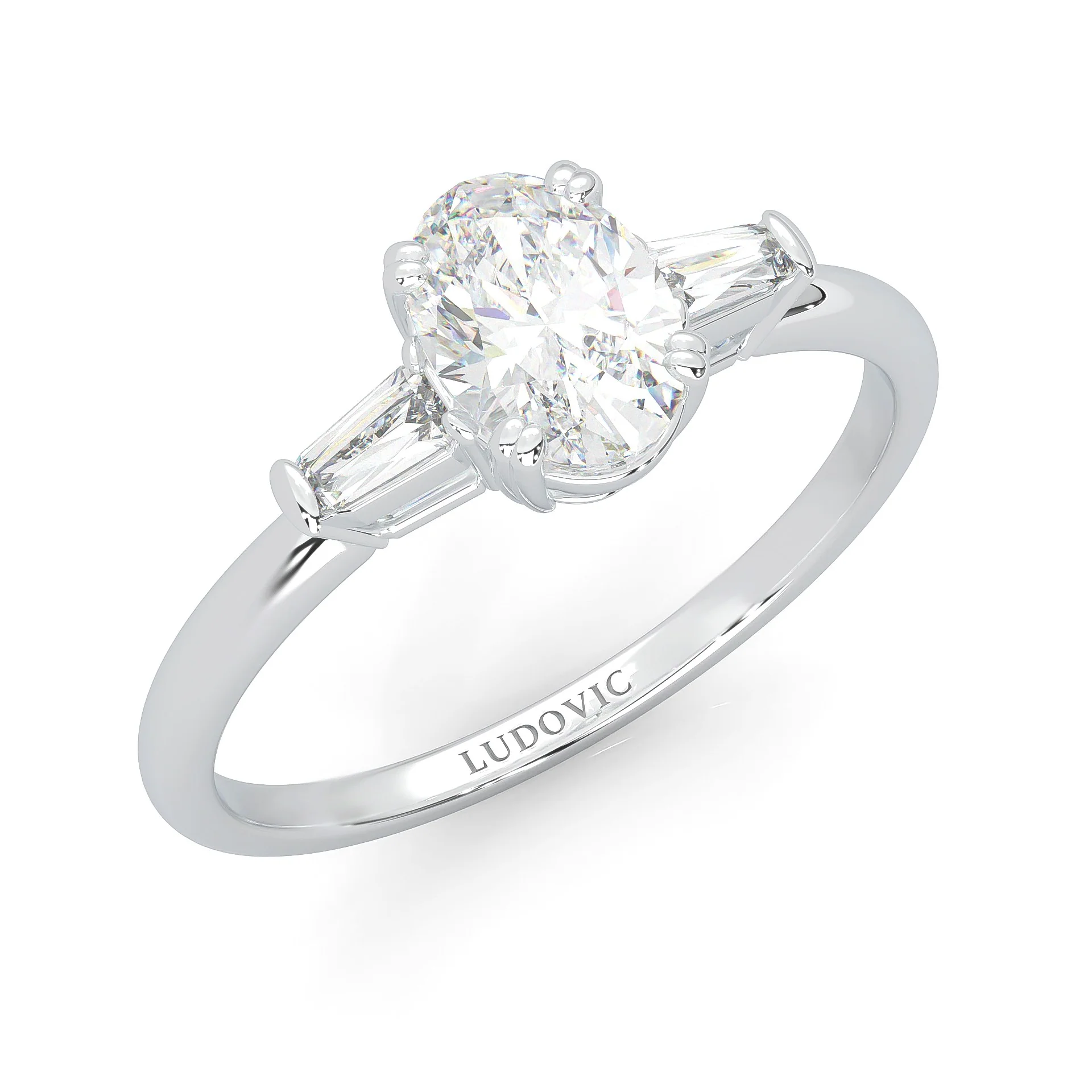 l'Ornament de Paix Moissanite Engagement Ring (Platinum-Plated Silver) - Image 8
