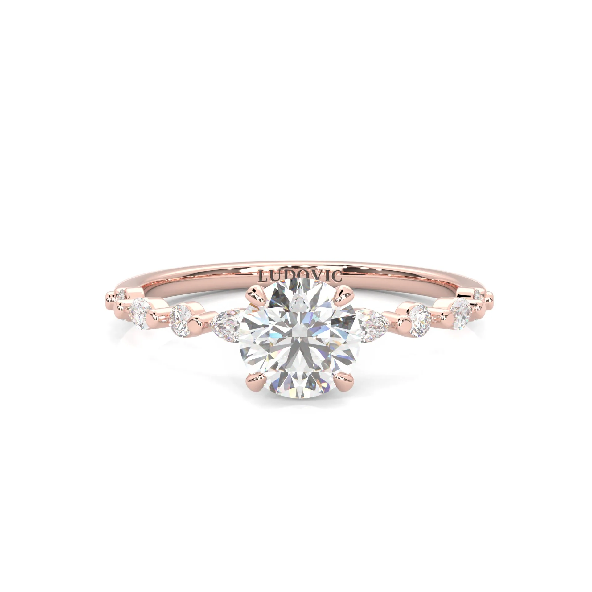 Ludovic Art Style Engagement Ring ( Rose Gold 14K )