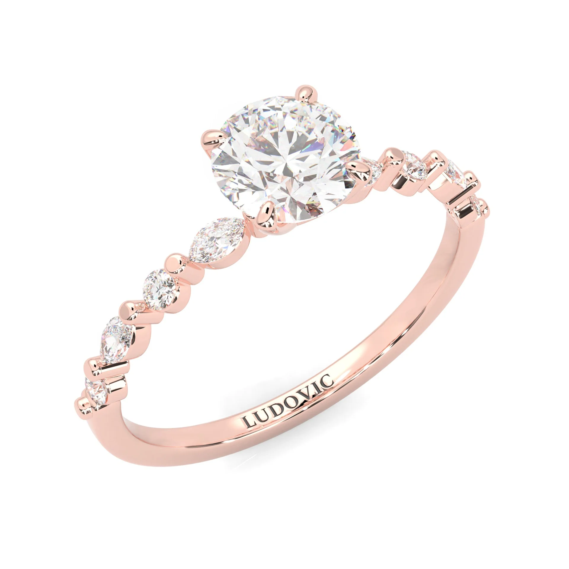Ludovic Art Style Engagement Ring ( Rose Gold 14K ) - Image 4