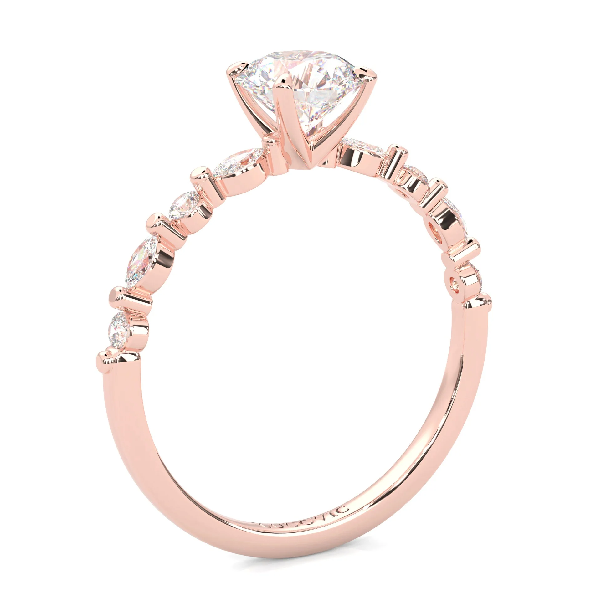 Ludovic Art Style Engagement Ring ( Rose Gold 14K ) - Image 5
