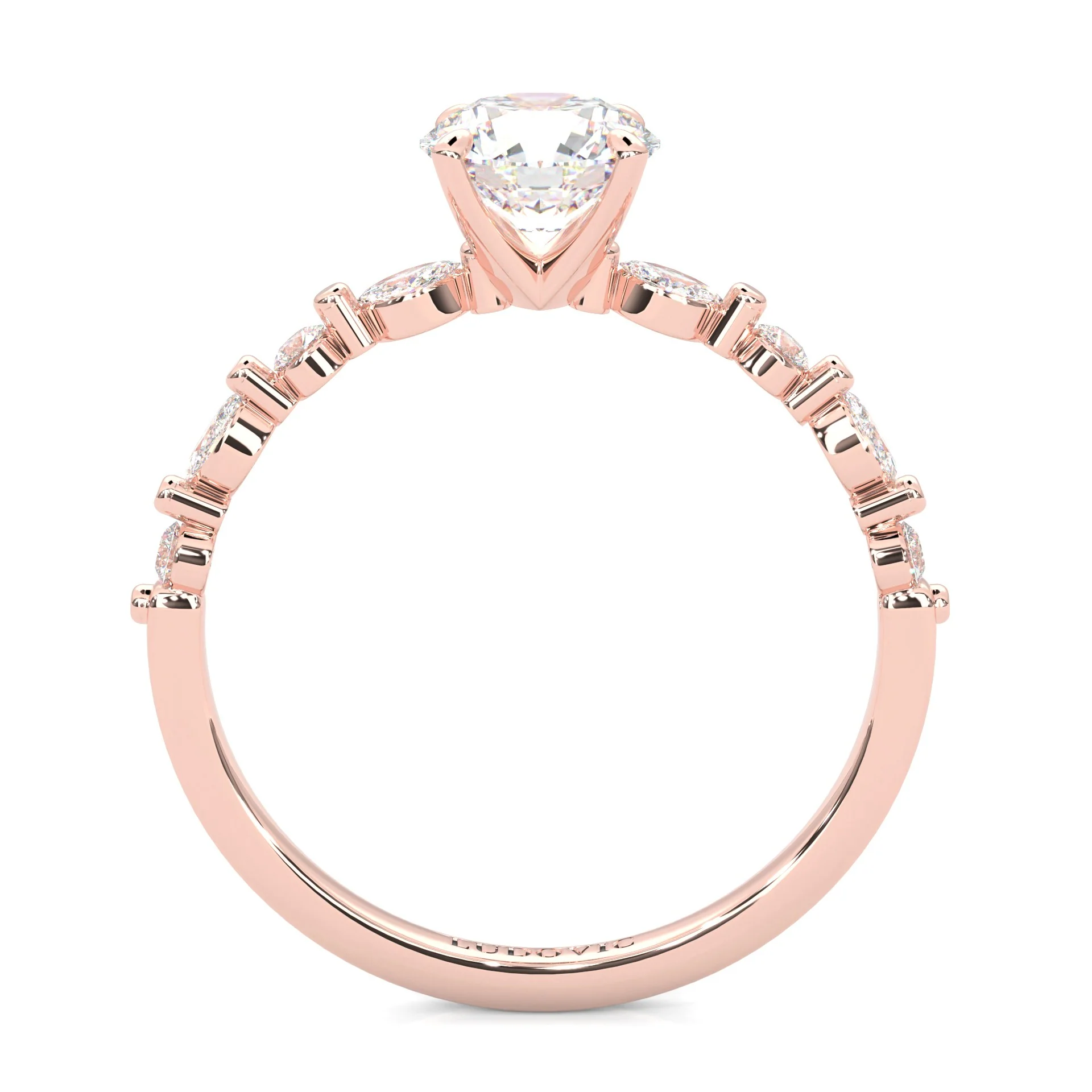 Ludovic Art Style Engagement Ring ( Rose Gold 14K ) - Image 6