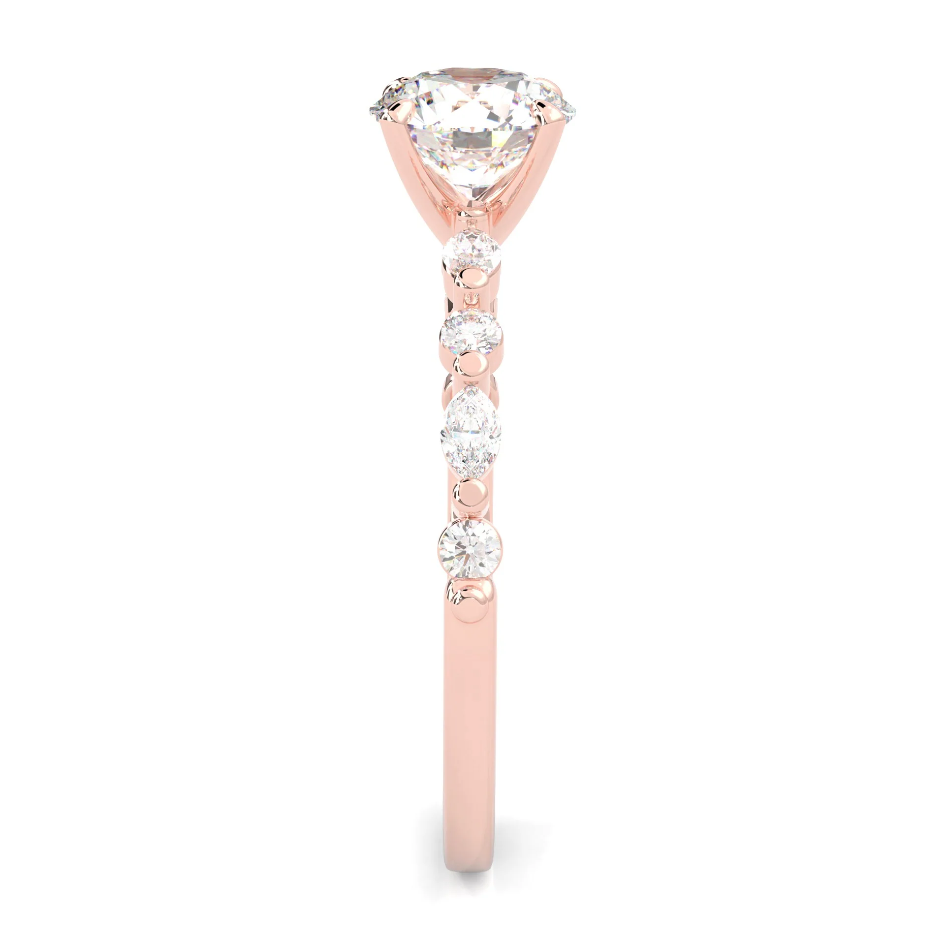 Ludovic Art Style Engagement Ring ( Rose Gold 14K ) - Image 7