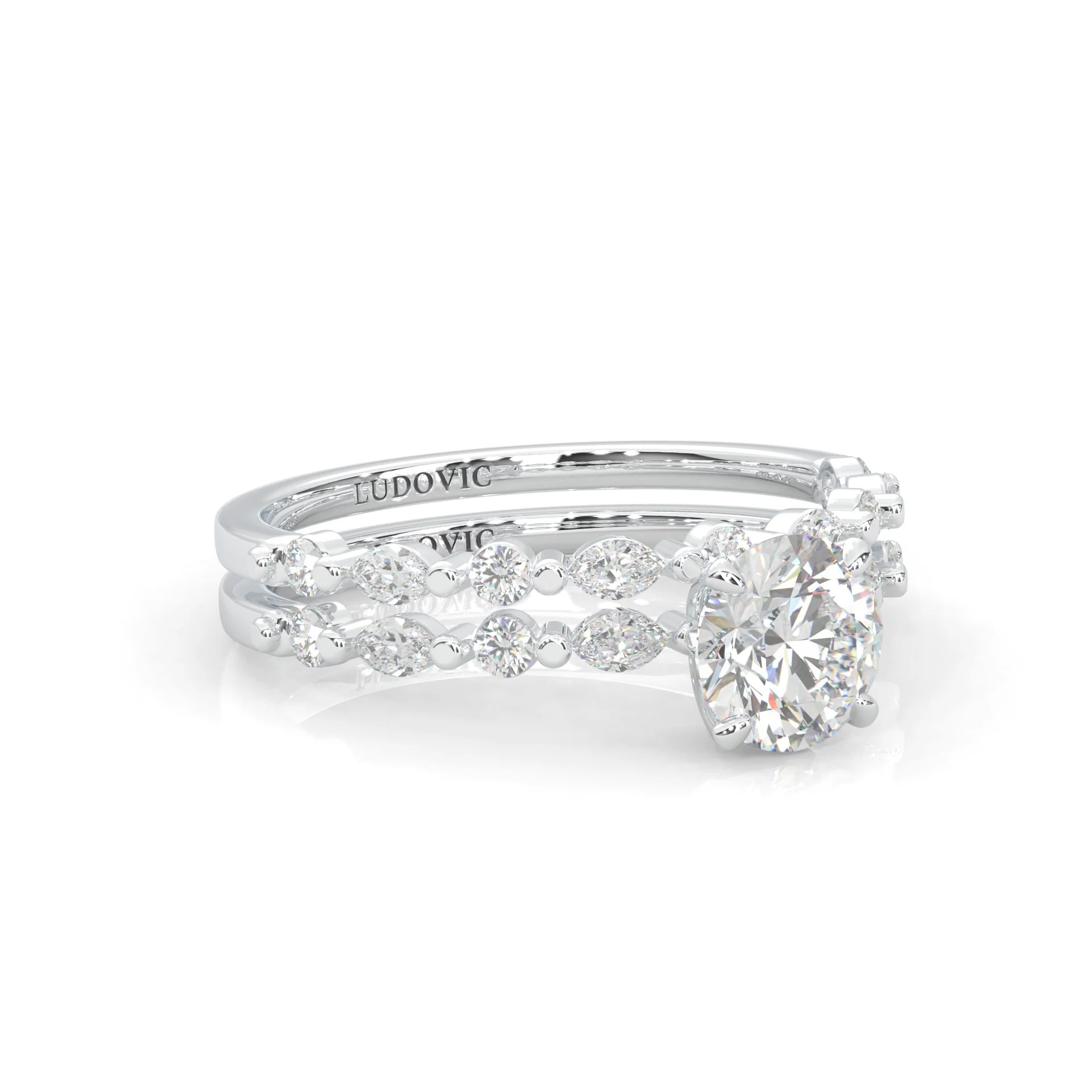Ludovic Art Style Wedding Set (14k Solid Gold) - Image 3