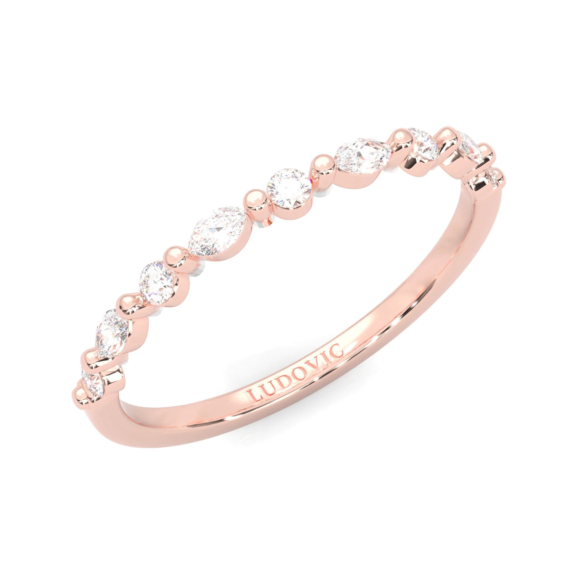 Ludovic Art Style Wedding Set (14k Solid Rose Gold) - Image 17