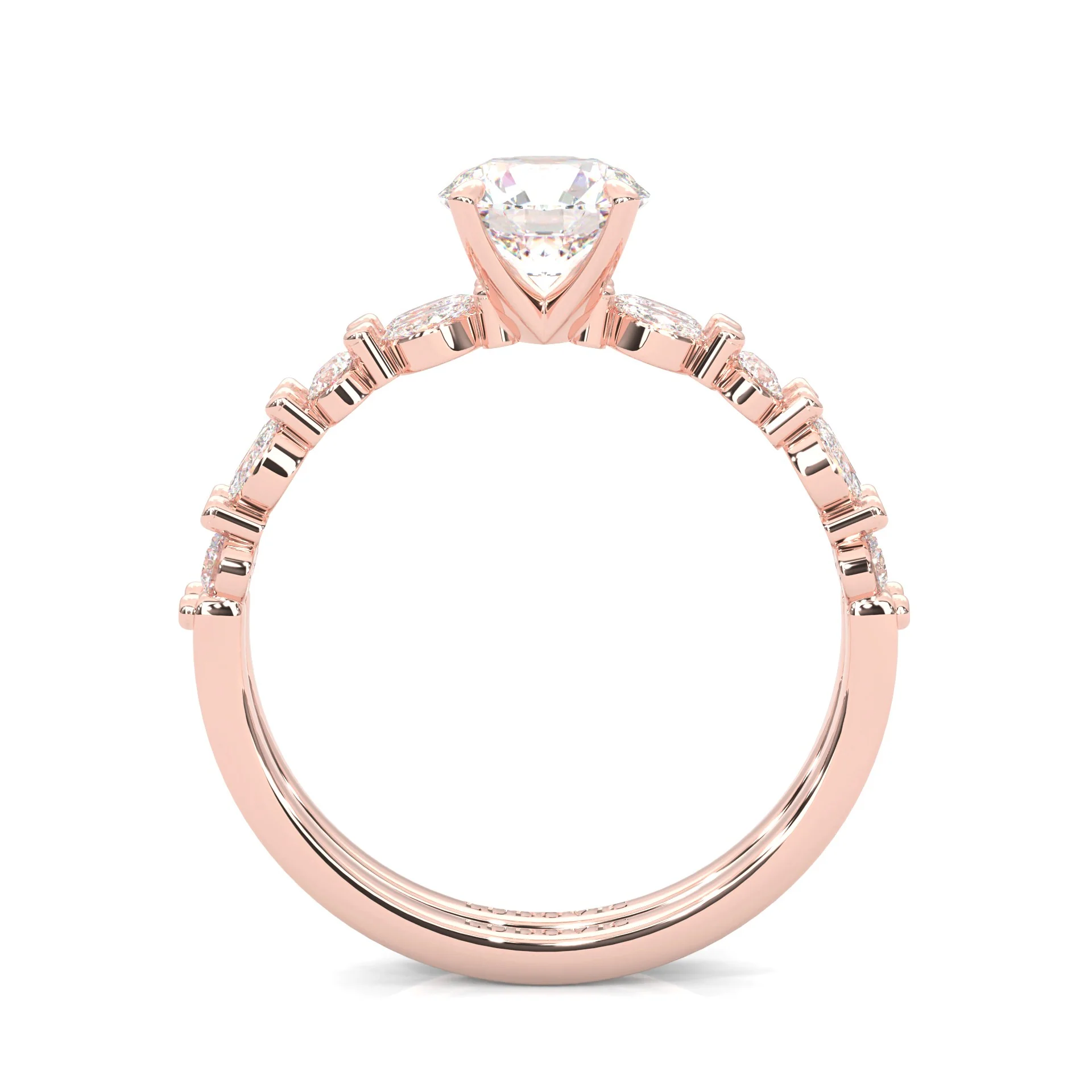 Ludovic Art Style Wedding Set (14k Solid Rose Gold) - Image 4