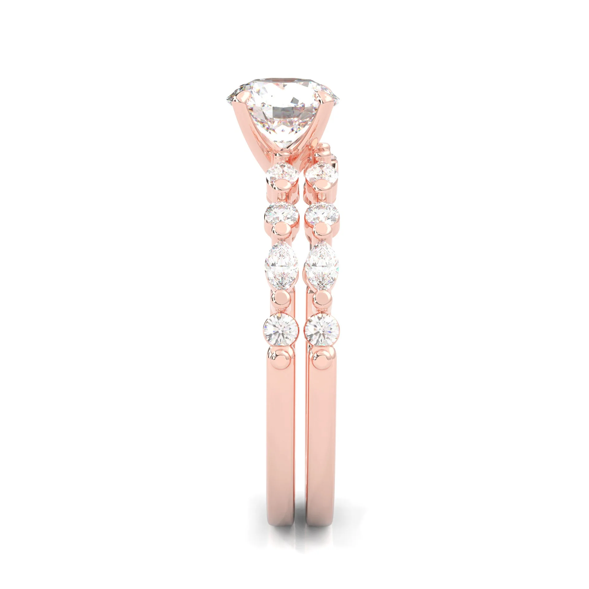 Ludovic Art Style Wedding Set (14k Solid Rose Gold) - Image 5