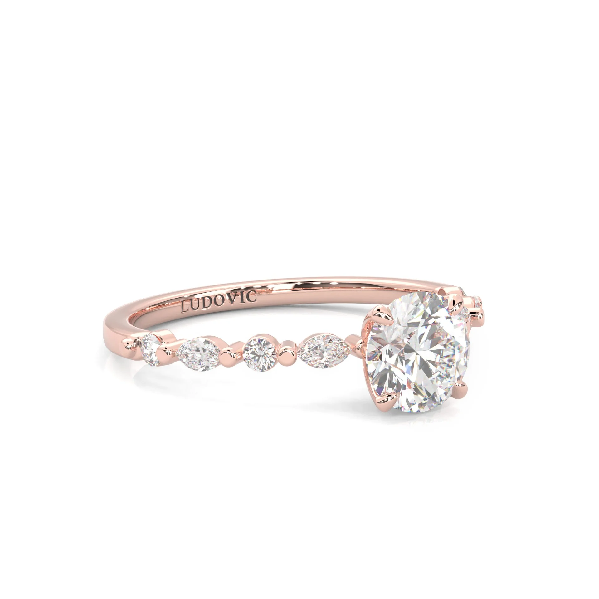Ludovic Art Style Wedding Set (14k Solid Rose Gold) - Image 9