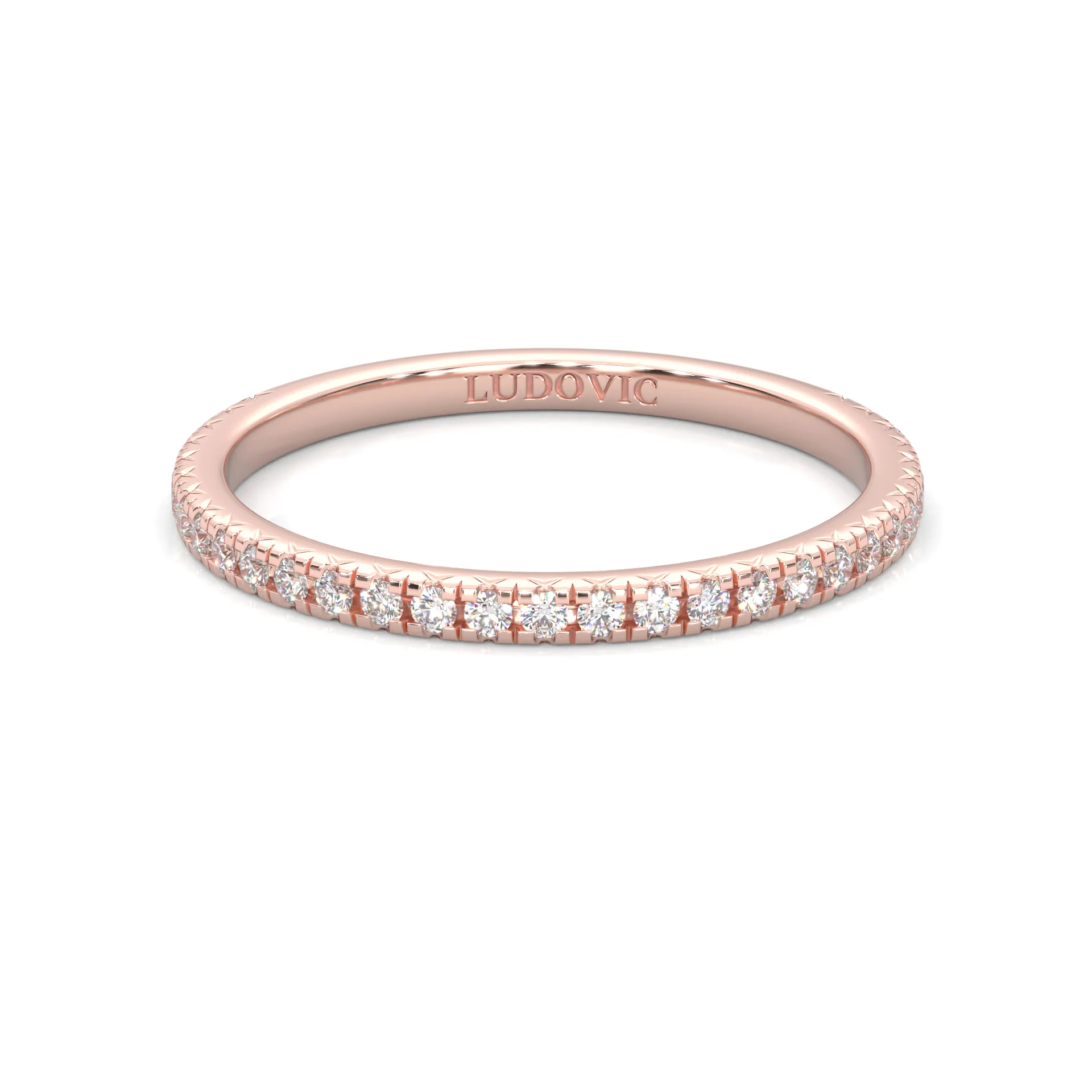 The Luminous Halo Moissanite Wedding Band (Rose Gold )