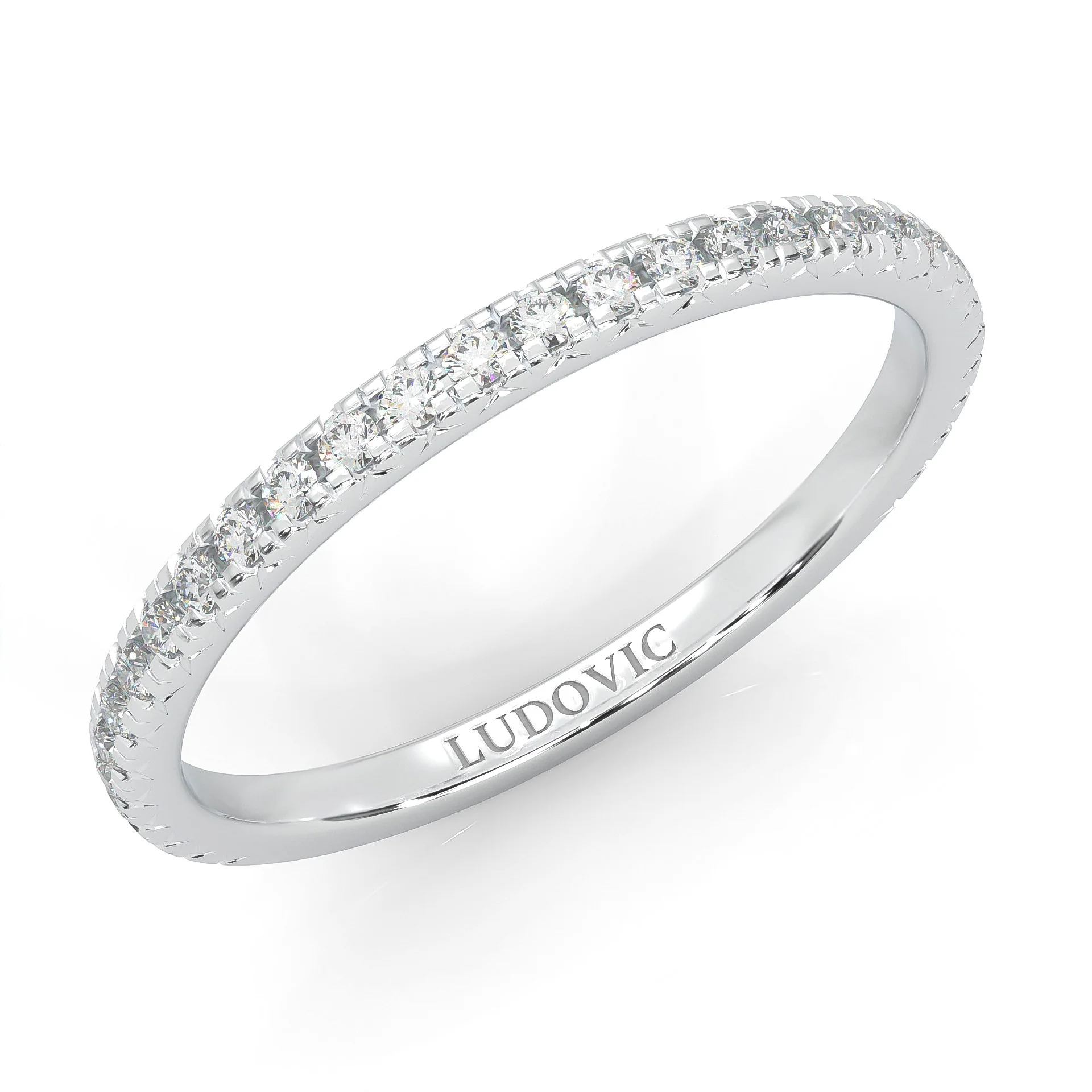 Ludovic Concealed Crown Wedding Band (White Gold 14k) - Image 6