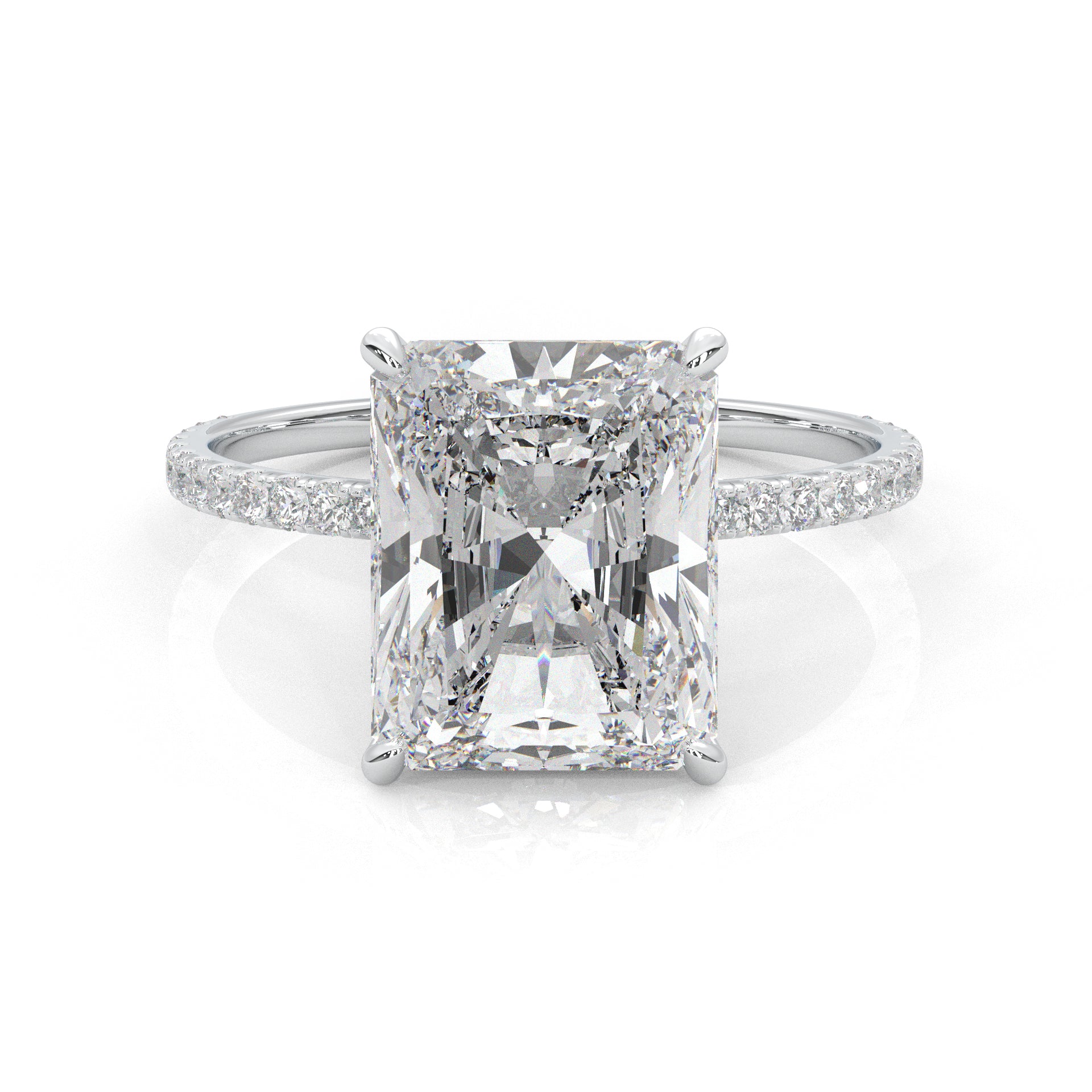Ludovic Concealed Crown Wedding Set Radiant Cut (Platinum-Plated Silver) - Image 3
