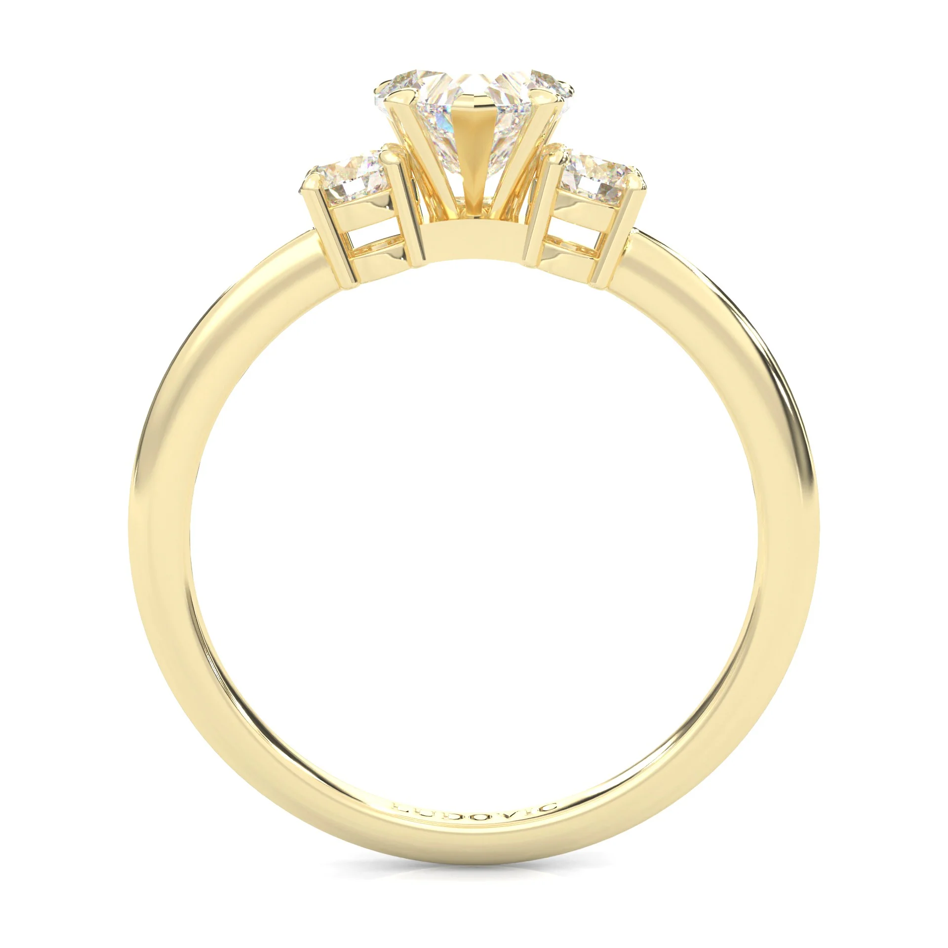Ludovic Heart Shape Center Engagement Ring ( Yellow Gold 14K ) - Image 5