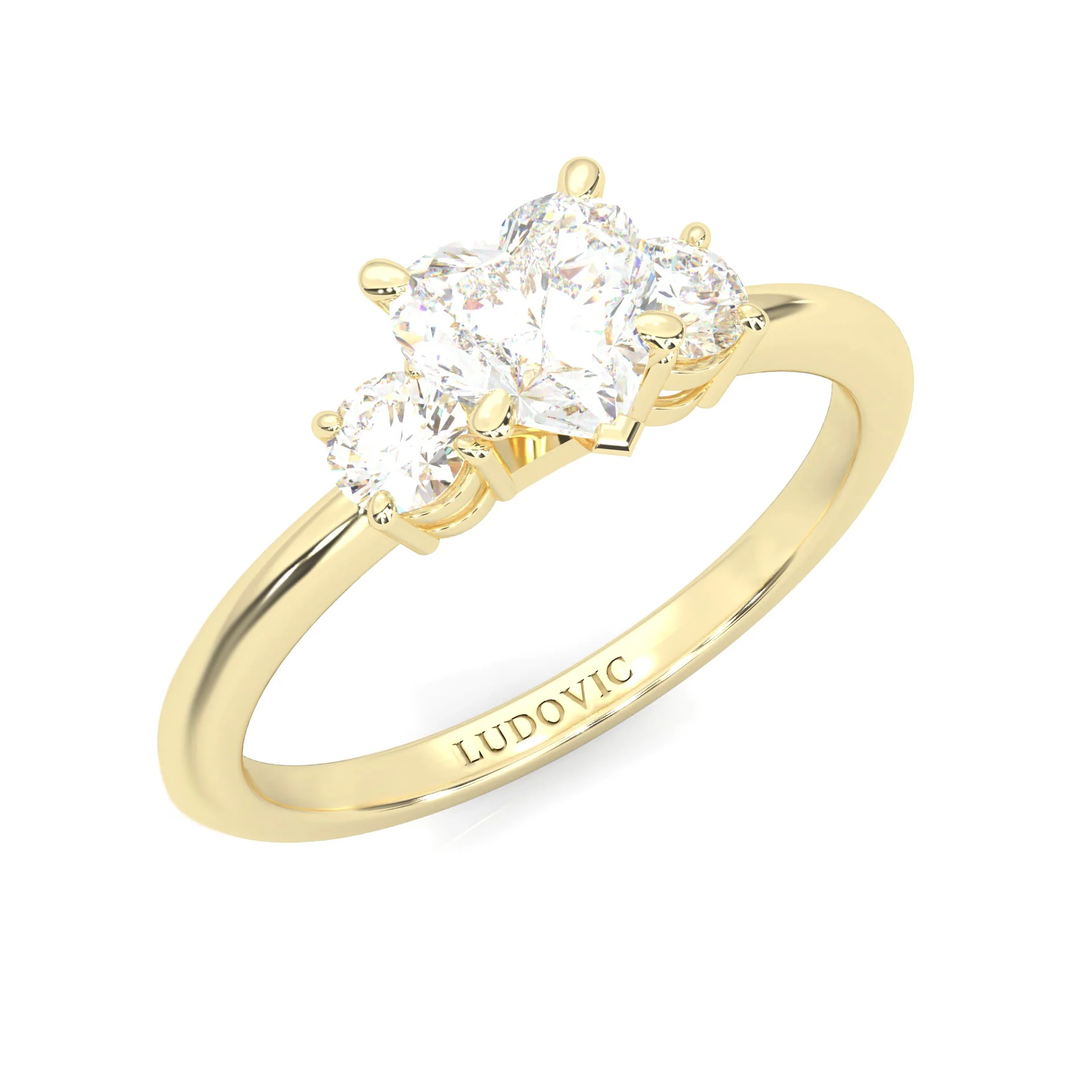 Ludovic Heart Shape Center Engagement Ring ( Yellow Gold 14K ) - Image 6
