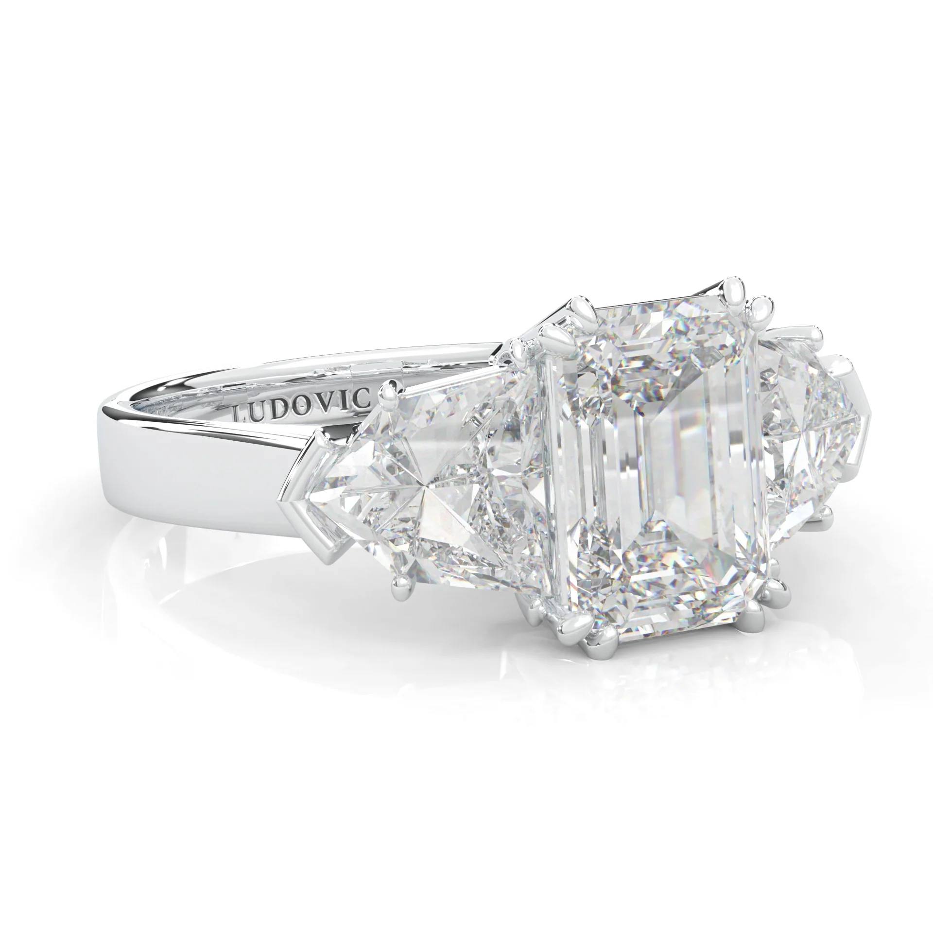 Ludovic Lyra (Three-stone) Moissanite Engagement Ring (14k Solid Gold) - Image 3