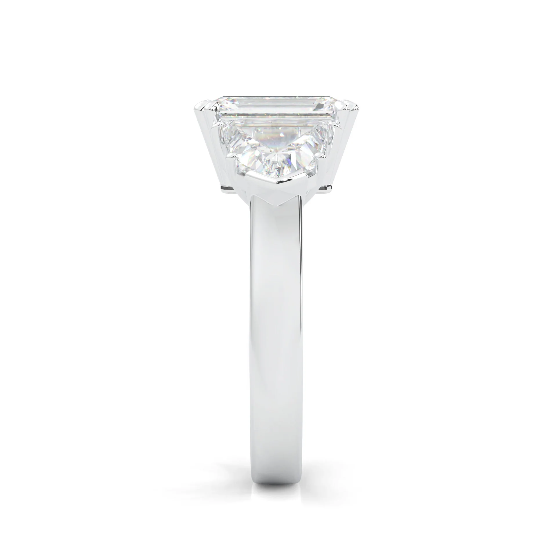 Ludovic Lyra (Three-stone) Moissanite Engagement Ring (14k Solid Gold) - Image 4