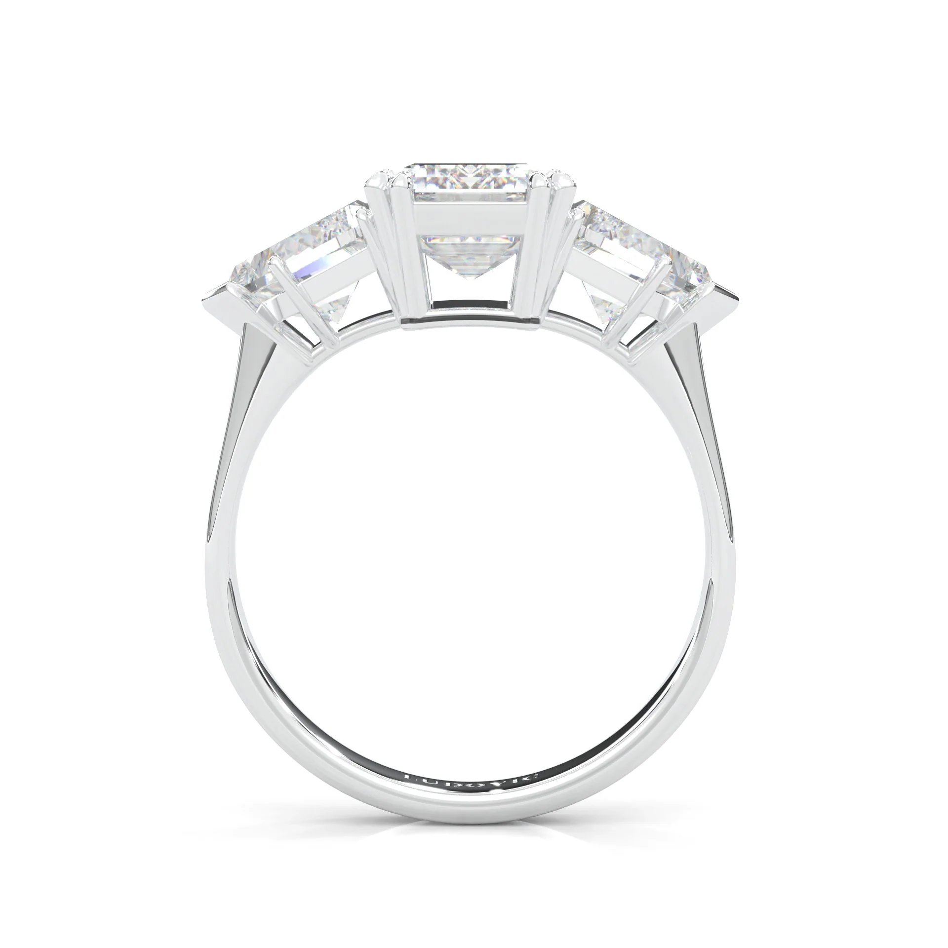 Ludovic Lyra (Three-stone) Moissanite Engagement Ring (14k Solid Gold) - Image 5