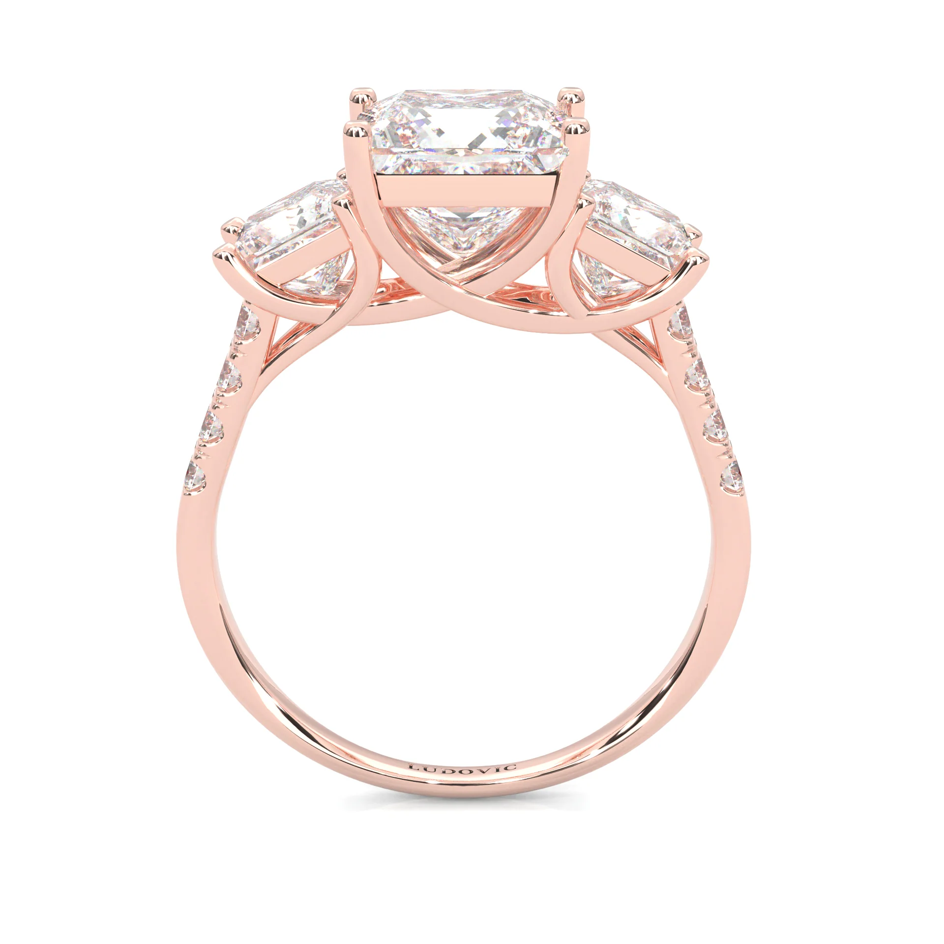 Lumière d'Or Princess Cut Moissanite Engagement Ring (Rose 14k Solid Gold) - Image 4