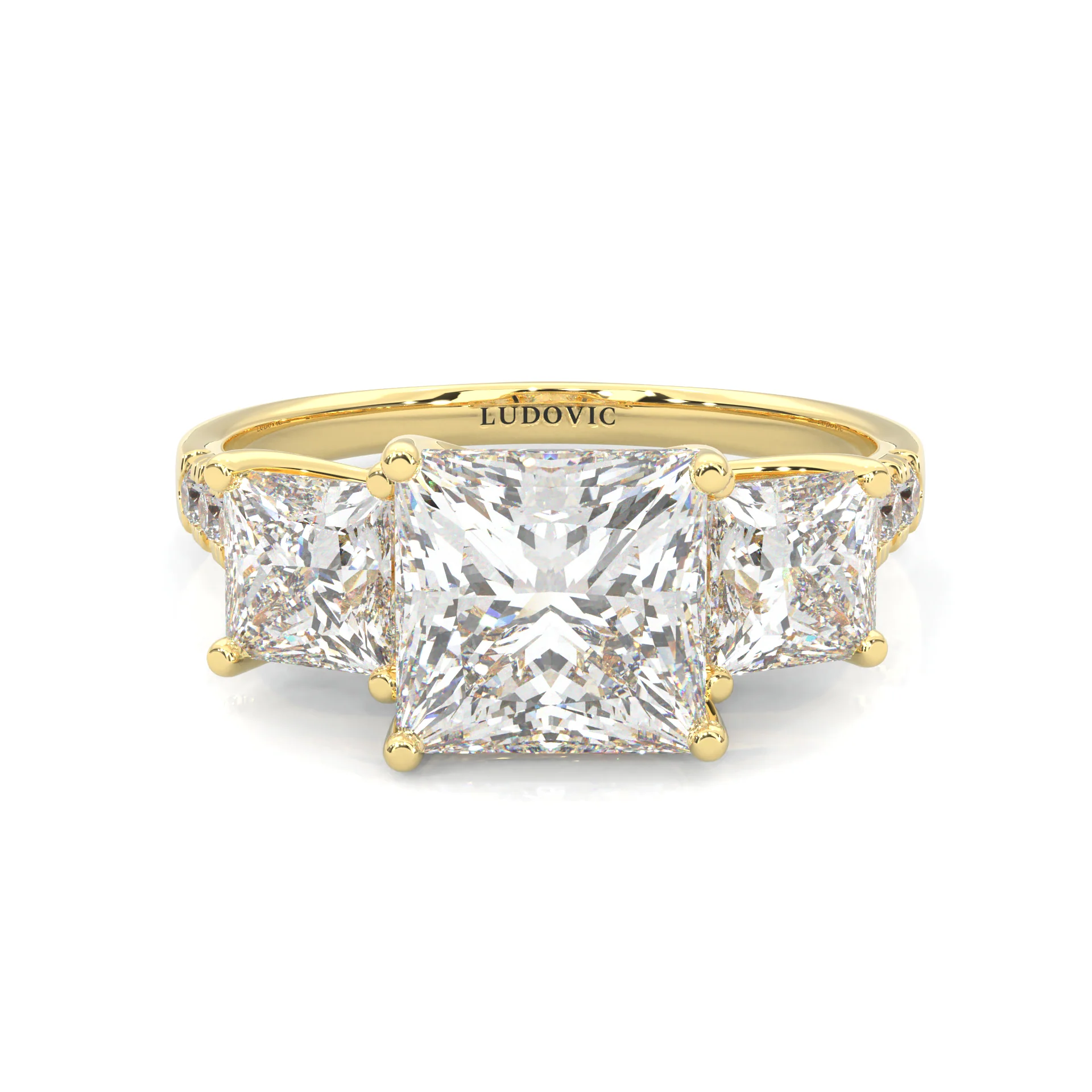 Lumière d'Or Princess Cut Moissanite Engagement Ring (Yellow 14k Solid Gold)
