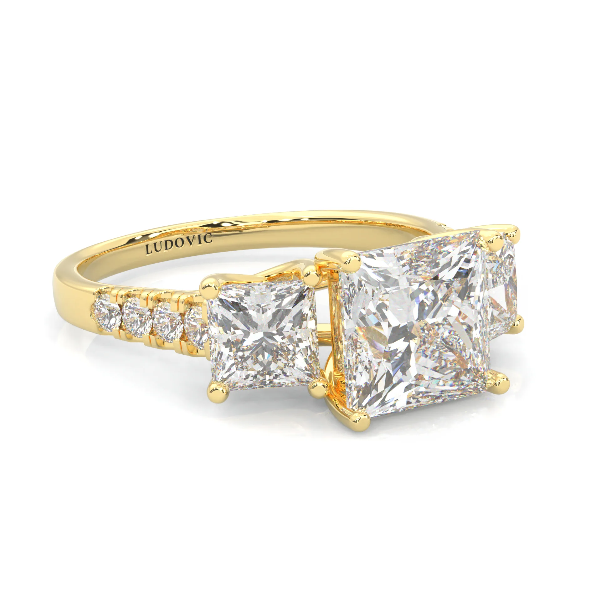 Lumière d'Or Princess Cut Moissanite Engagement Ring (Yellow 14k Solid Gold) - Image 3