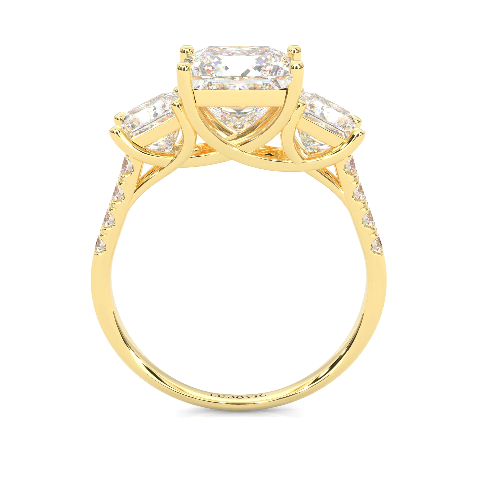 Lumière d'Or Princess Cut Moissanite Engagement Ring (Yellow 14k Solid Gold) - Image 4