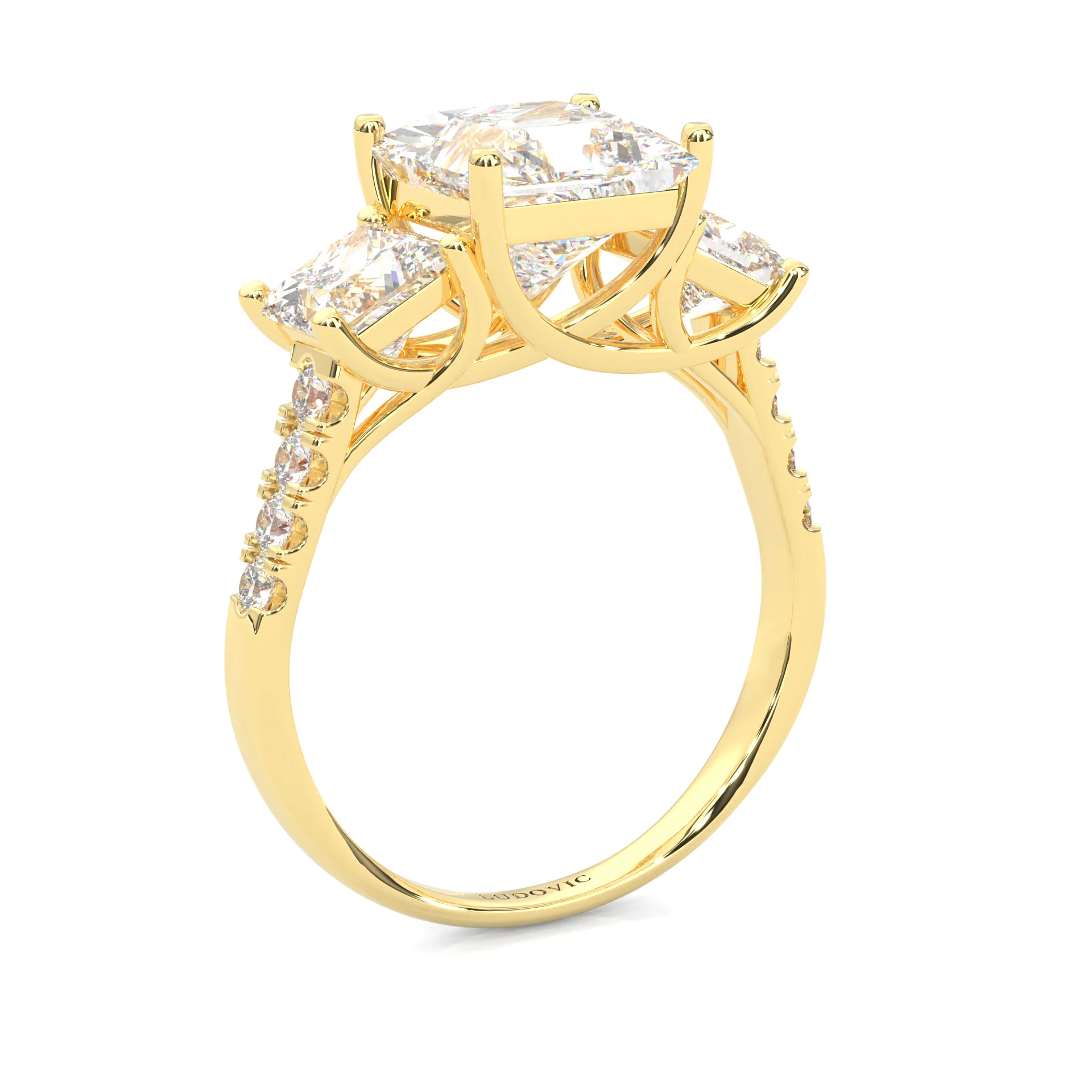Lumière d'Or Princess Cut Moissanite Engagement Ring (Yellow 14k Solid Gold) - Image 5