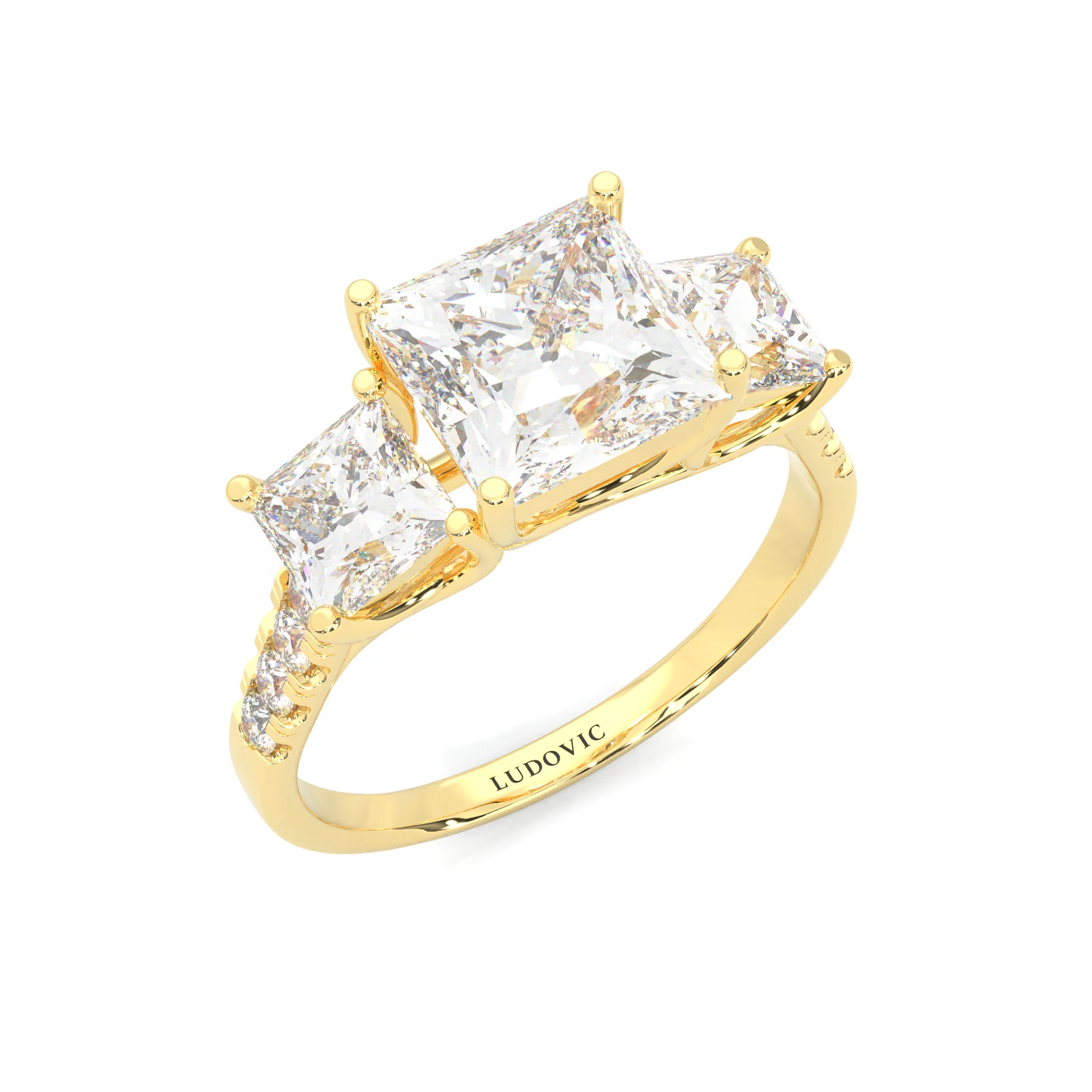Lumière d'Or Princess Cut Moissanite Engagement Ring (Yellow 14k Solid Gold) - Image 6