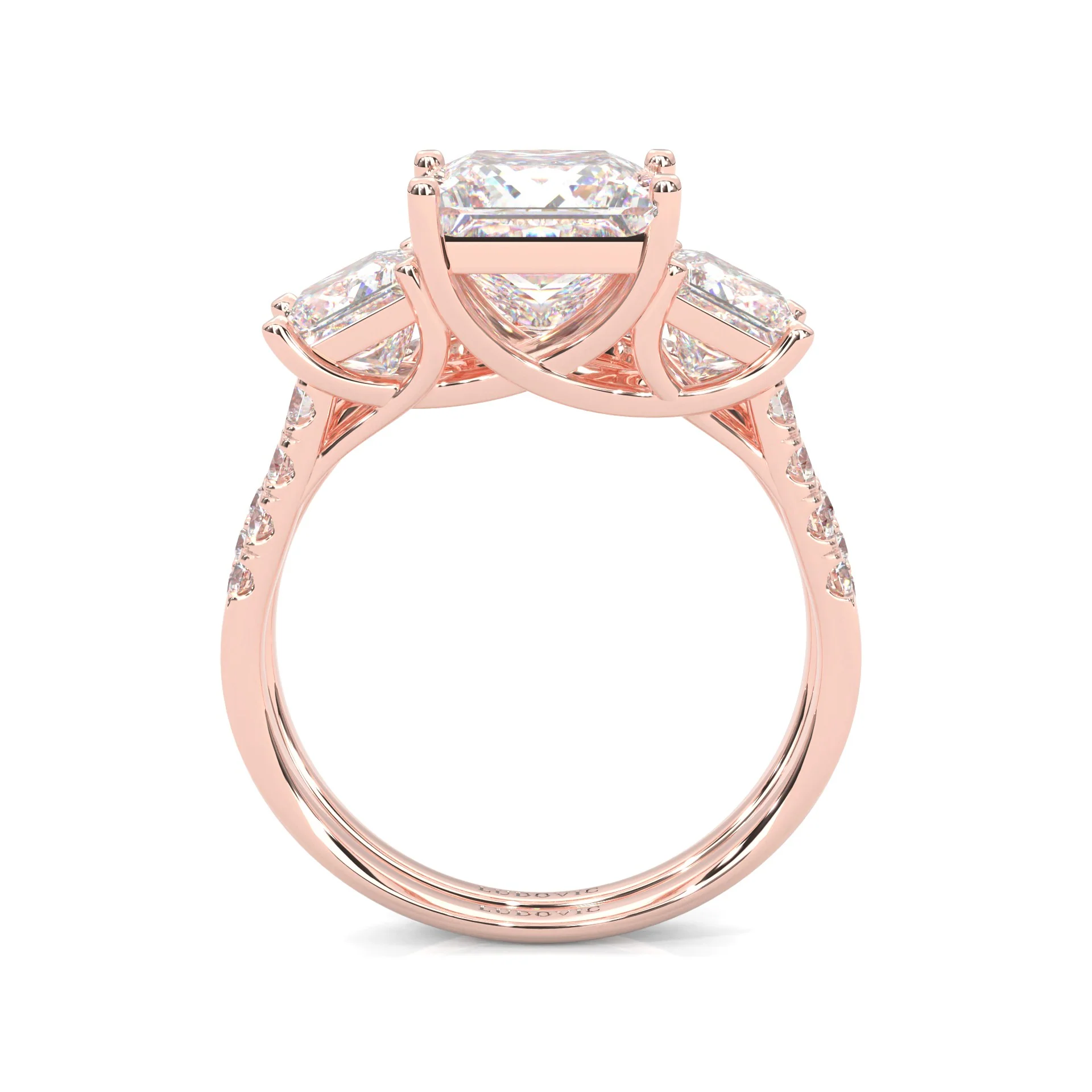 Lumière d'Or Princess Cut Wedding Set (14k Solid Rose Gold) - Image 4