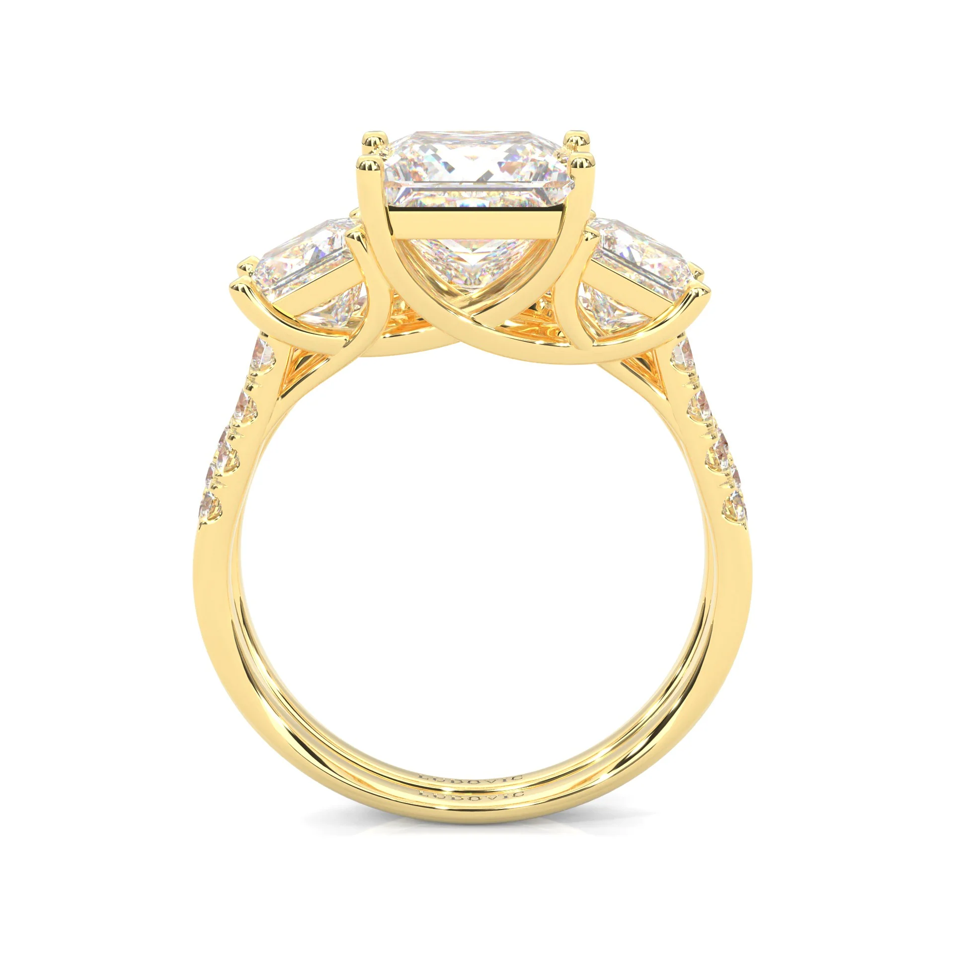 Lumière d'Or Princess Cut Wedding Set (14k Solid Yellow Gold) - Image 4
