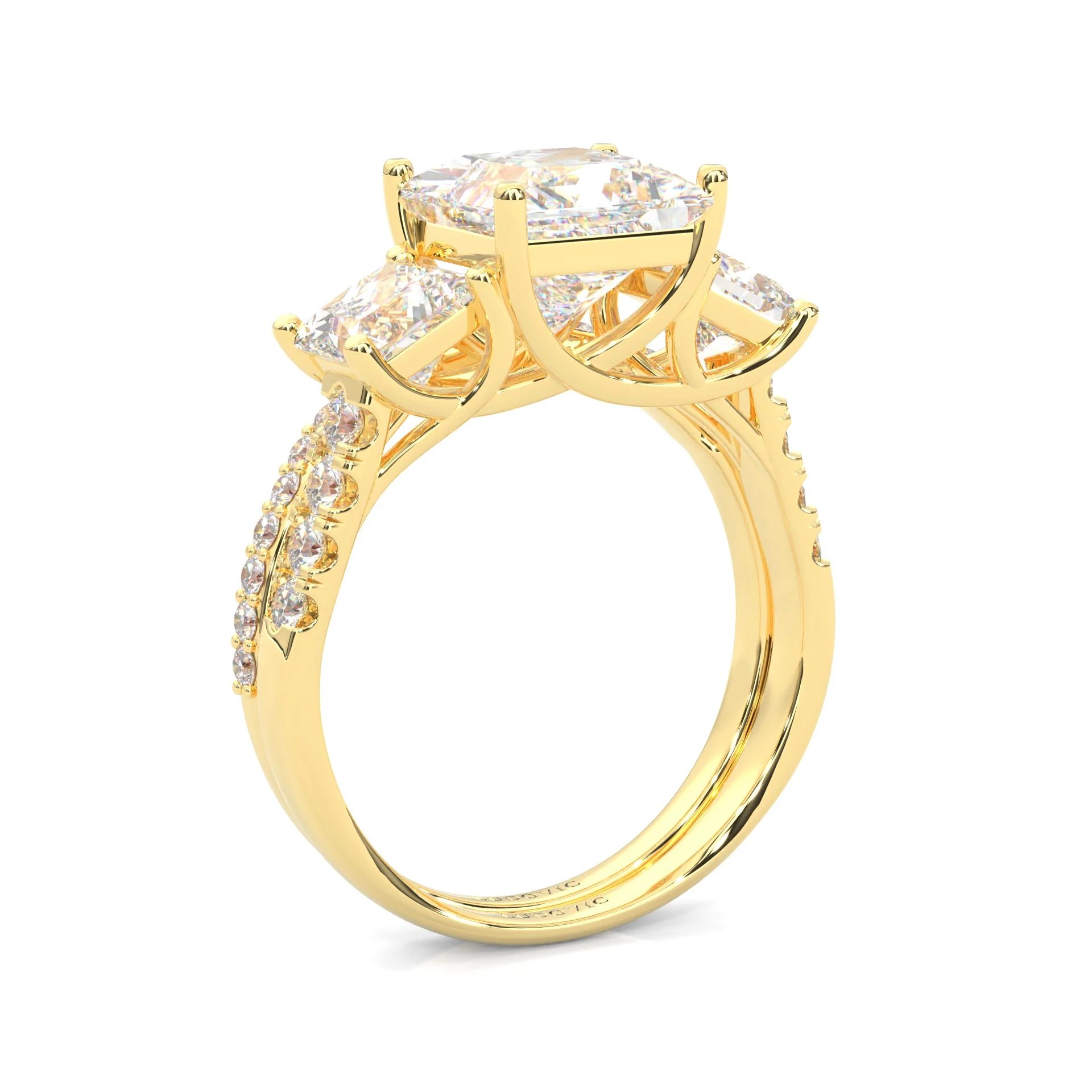 Lumière d'Or Princess Cut Wedding Set (14k Solid Yellow Gold) - Image 6