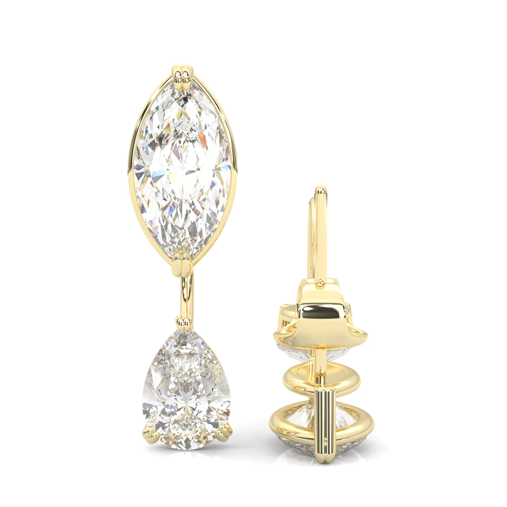 Marquise & Pear Drop Earrings ( Yellow Gold 14k ) - Image 3