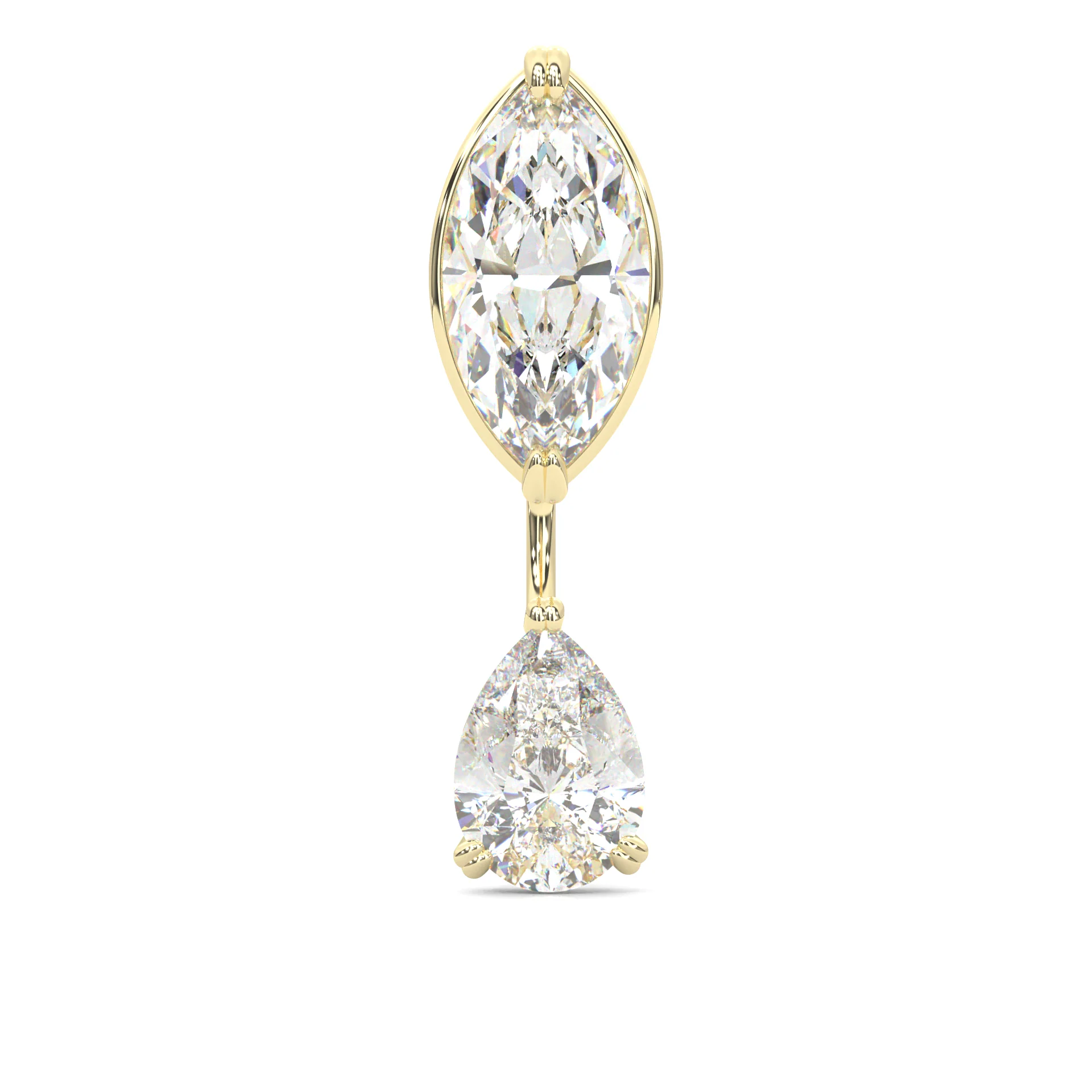 Marquise & Pear Drop Earrings ( Yellow Gold 14k ) - Image 4