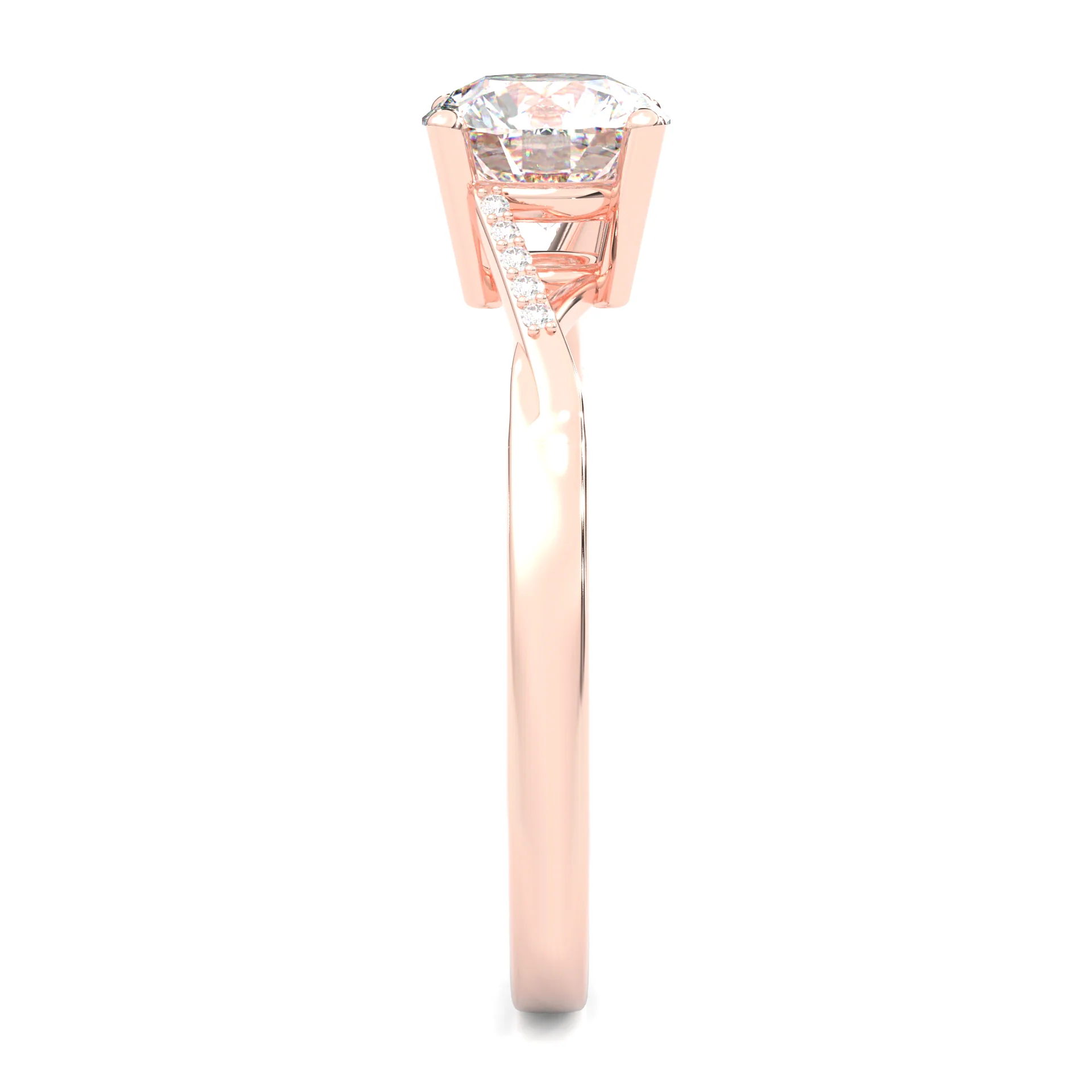 Mountain Style Moissainte Engagement Ring ( Rose Gold 14K ) - Image 3