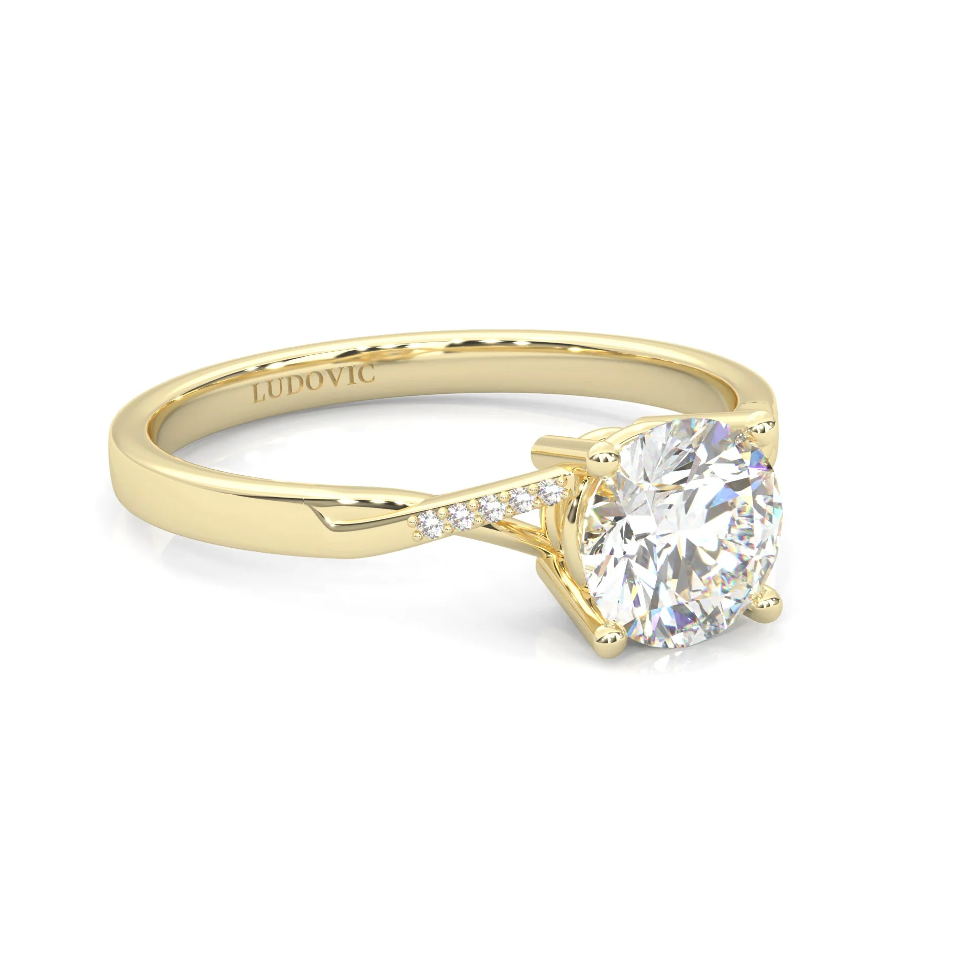Mountain Style Moissainte Engagement Ring ( Yellow Gold 14K ) - Image 2