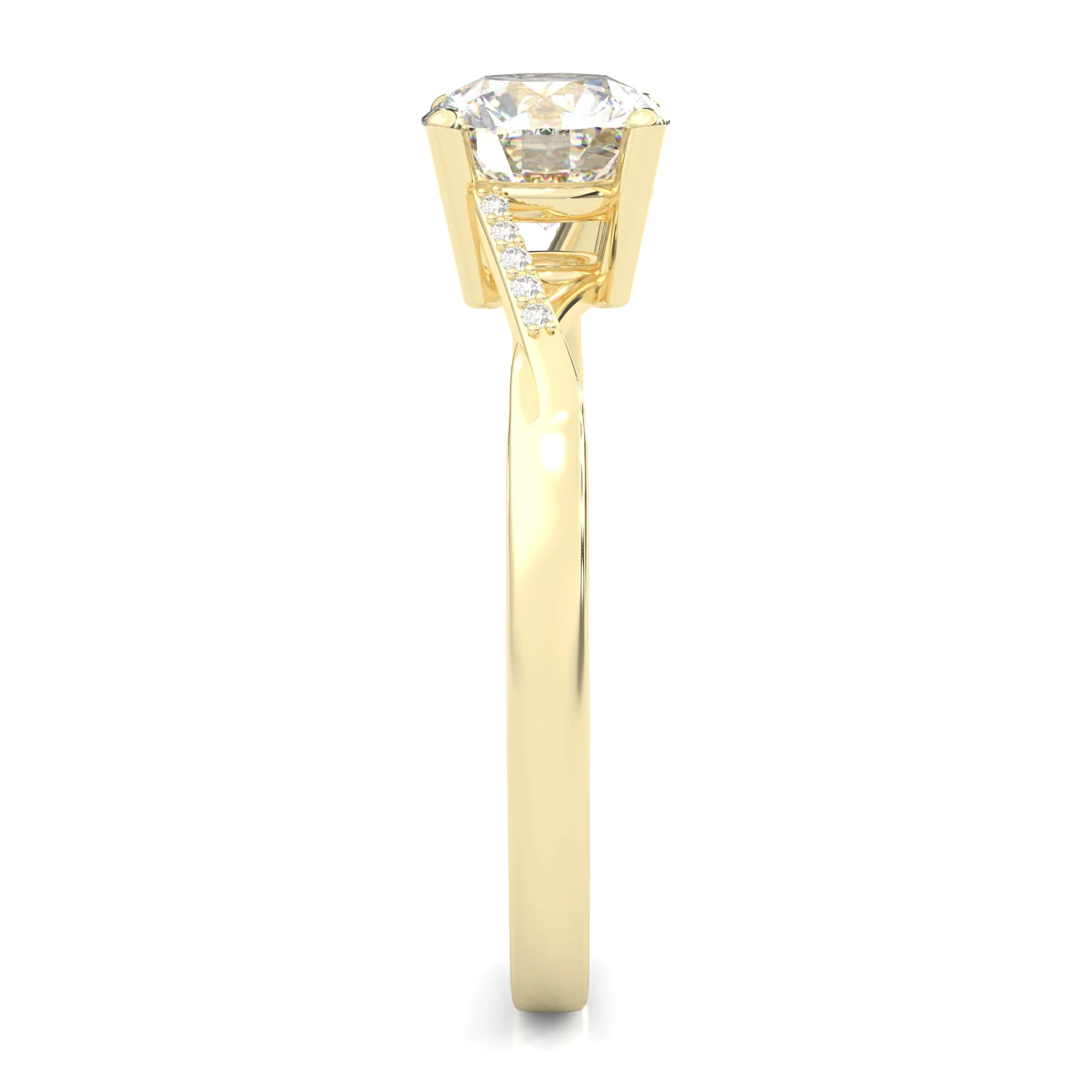 Mountain Style Moissainte Engagement Ring ( Yellow Gold 14K ) - Image 3