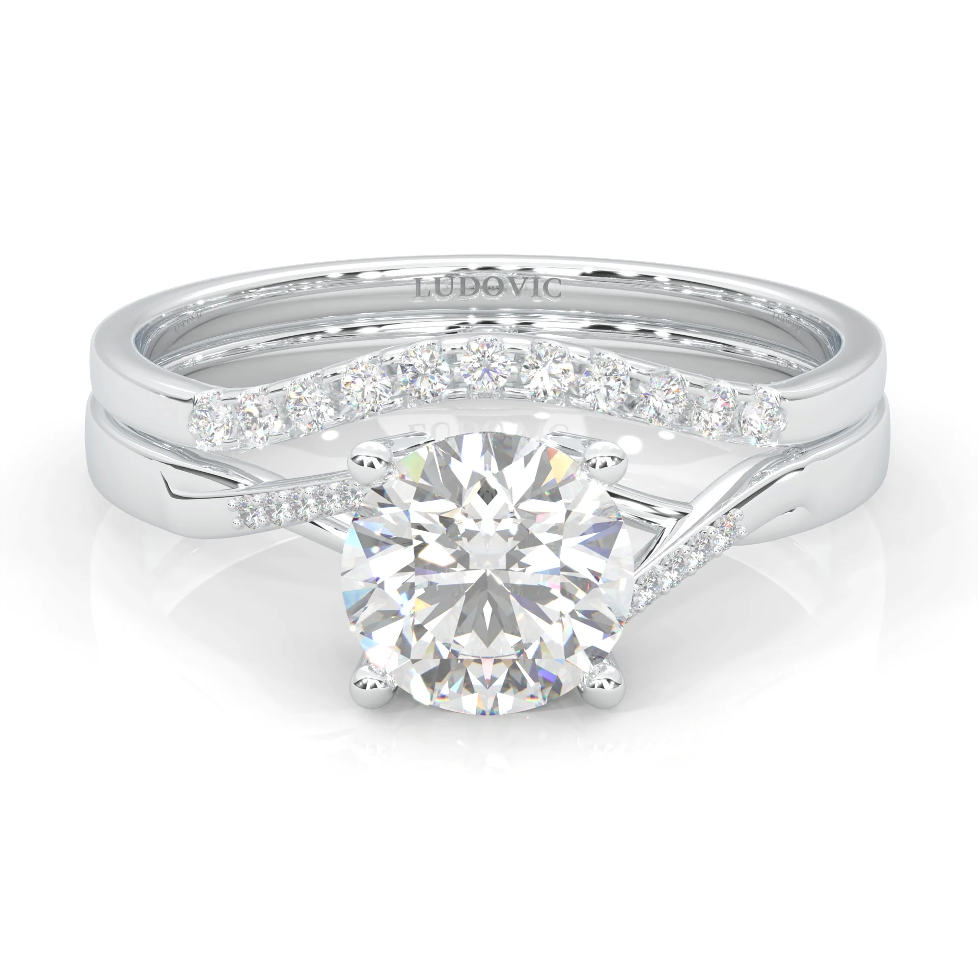 Mountain Style Wedding Set (14k Solid Gold)